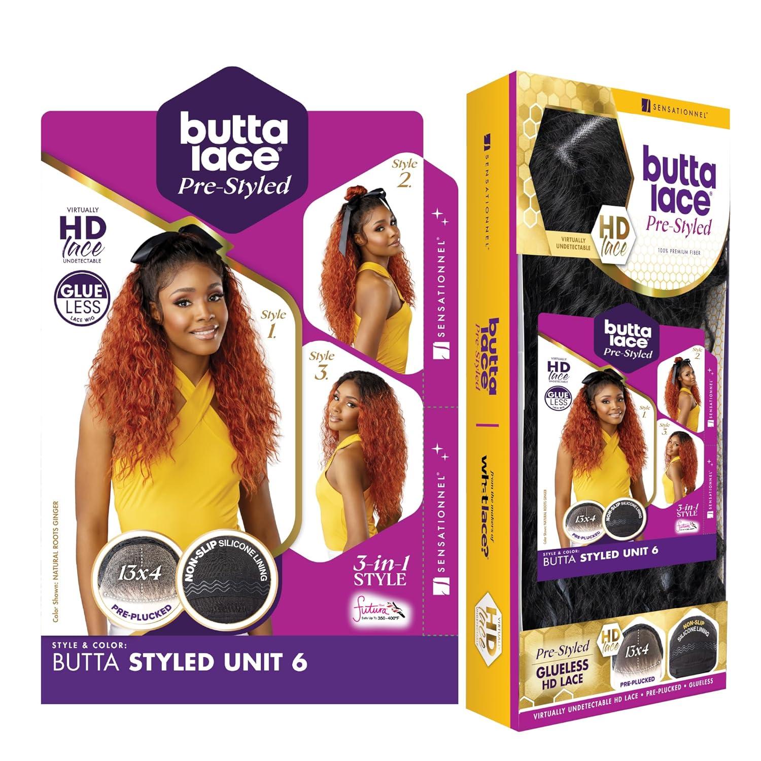 imageSensationnel Butta Lace Prestyled Wigs Unit 6 Glueless 13x4 Hand Tied Deep Lacepart Synthetic Preplucked Hairline 1 JETBLACKHONEYBLONDE