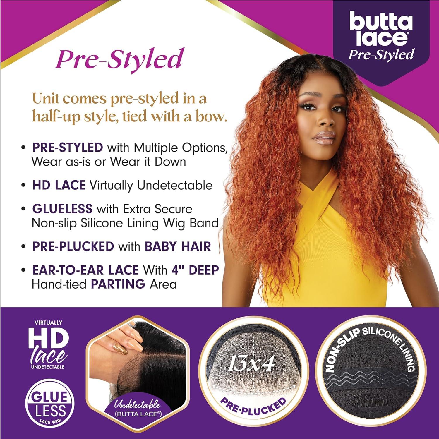 imageSensationnel Butta Lace Prestyled Wigs Unit 6 Glueless 13x4 Hand Tied Deep Lacepart Synthetic Preplucked Hairline 1 JETBLACKNATURALROOTSBUTTERY