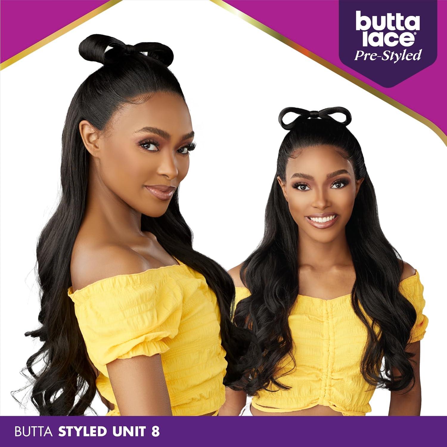 imageSensationnel Butta Lace Prestyled Wigs Unit 8 Glueless 13x4 Hand Tied Deep Lace Part Synthetic Preplucked Hairline 1 JETBLACK1 JETBLACK