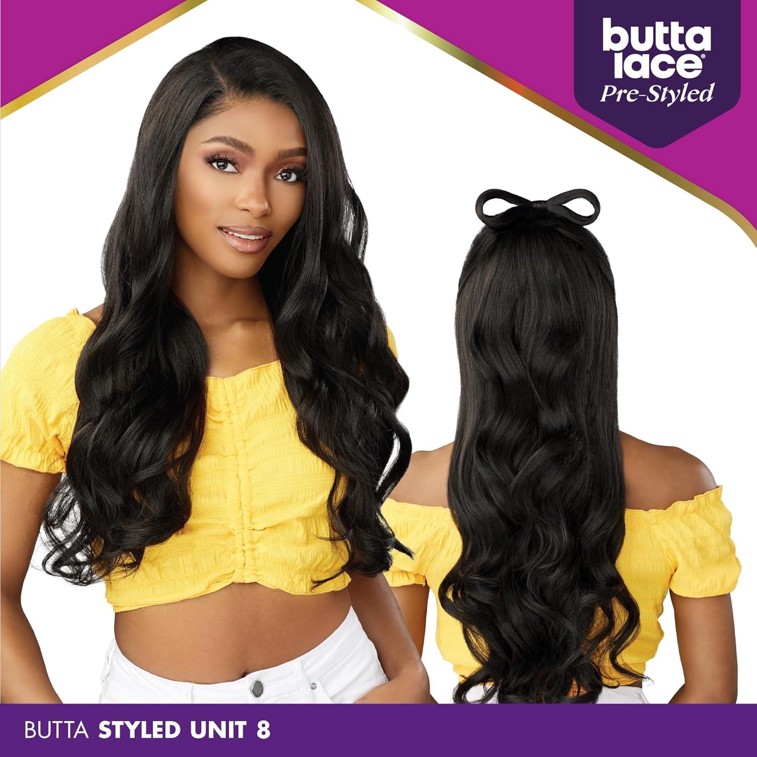 imageSensationnel Butta Lace Prestyled Wigs Unit 8 Glueless 13x4 Hand Tied Deep Lace Part Synthetic Preplucked Hairline 1 JETBLACK1 JETBLACK