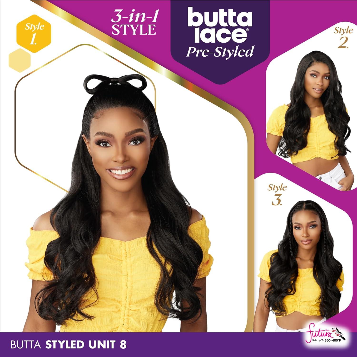 imageSensationnel Butta Lace Prestyled Wigs Unit 8 Glueless 13x4 Hand Tied Deep Lace Part Synthetic Preplucked Hairline 1 JETBLACK1B OFFBLACK