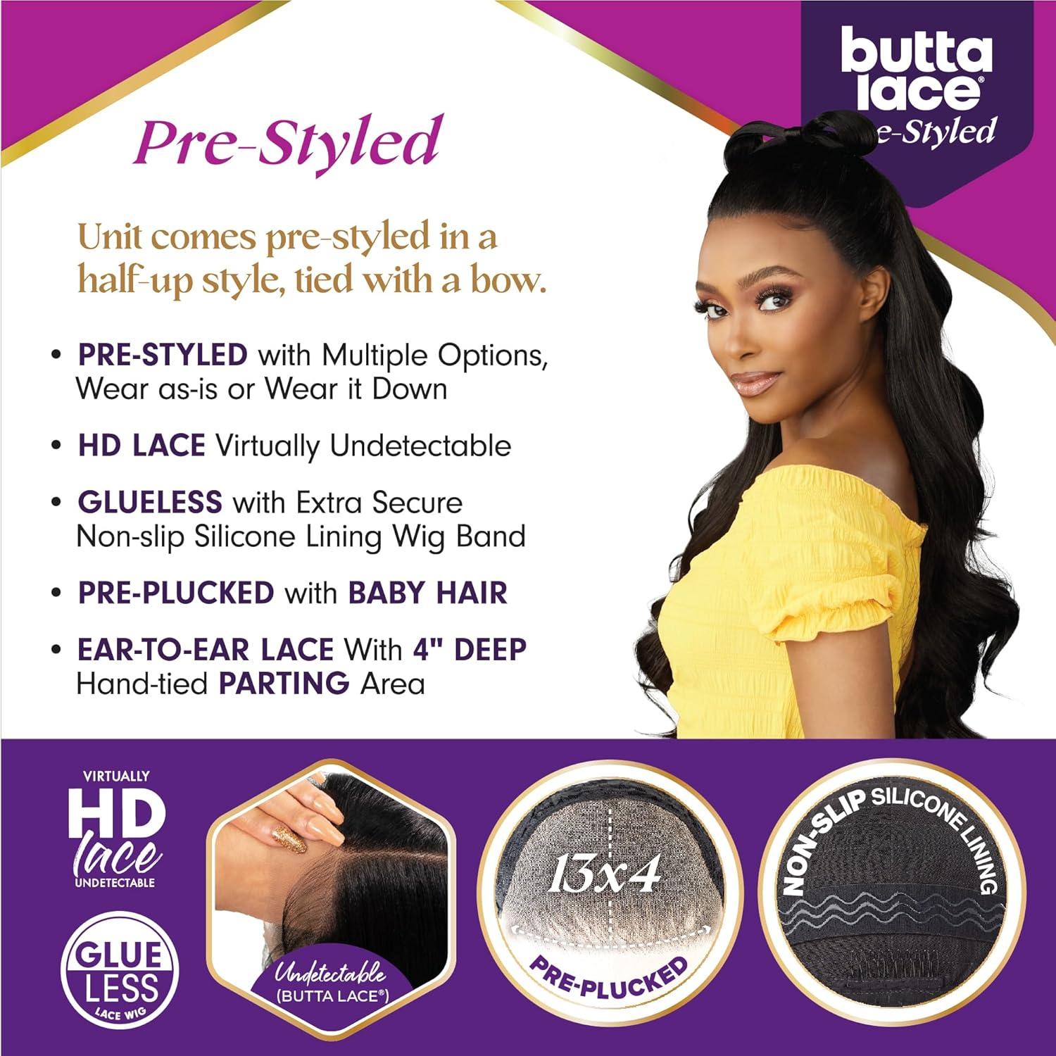 imageSensationnel Butta Lace Prestyled Wigs Unit 8 Glueless 13x4 Hand Tied Deep Lace Part Synthetic Preplucked Hairline 1 JETBLACK1B OFFBLACK