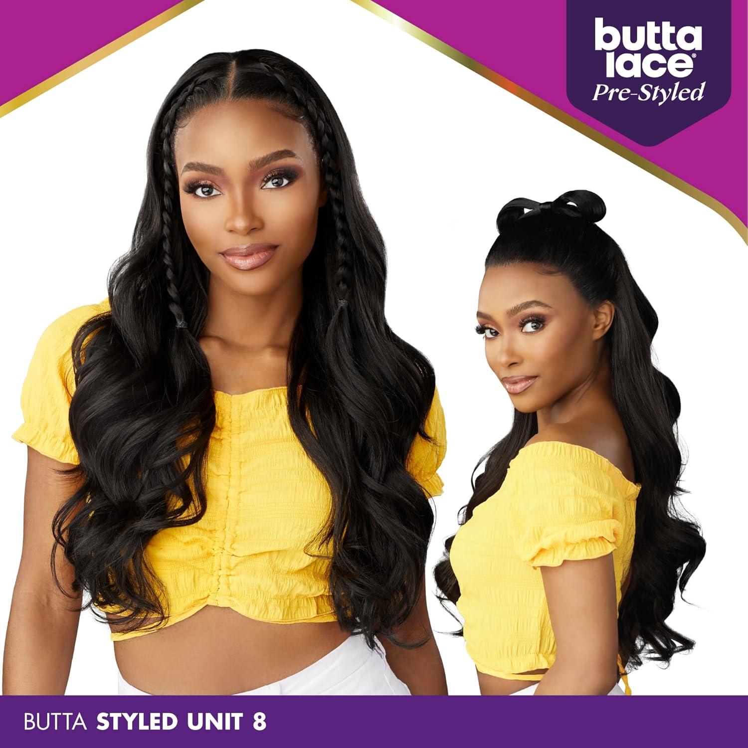 imageSensationnel Butta Lace Prestyled Wigs Unit 8 Glueless 13x4 Hand Tied Deep Lace Part Synthetic Preplucked Hairline 1 JETBLACK1B OFFBLACK