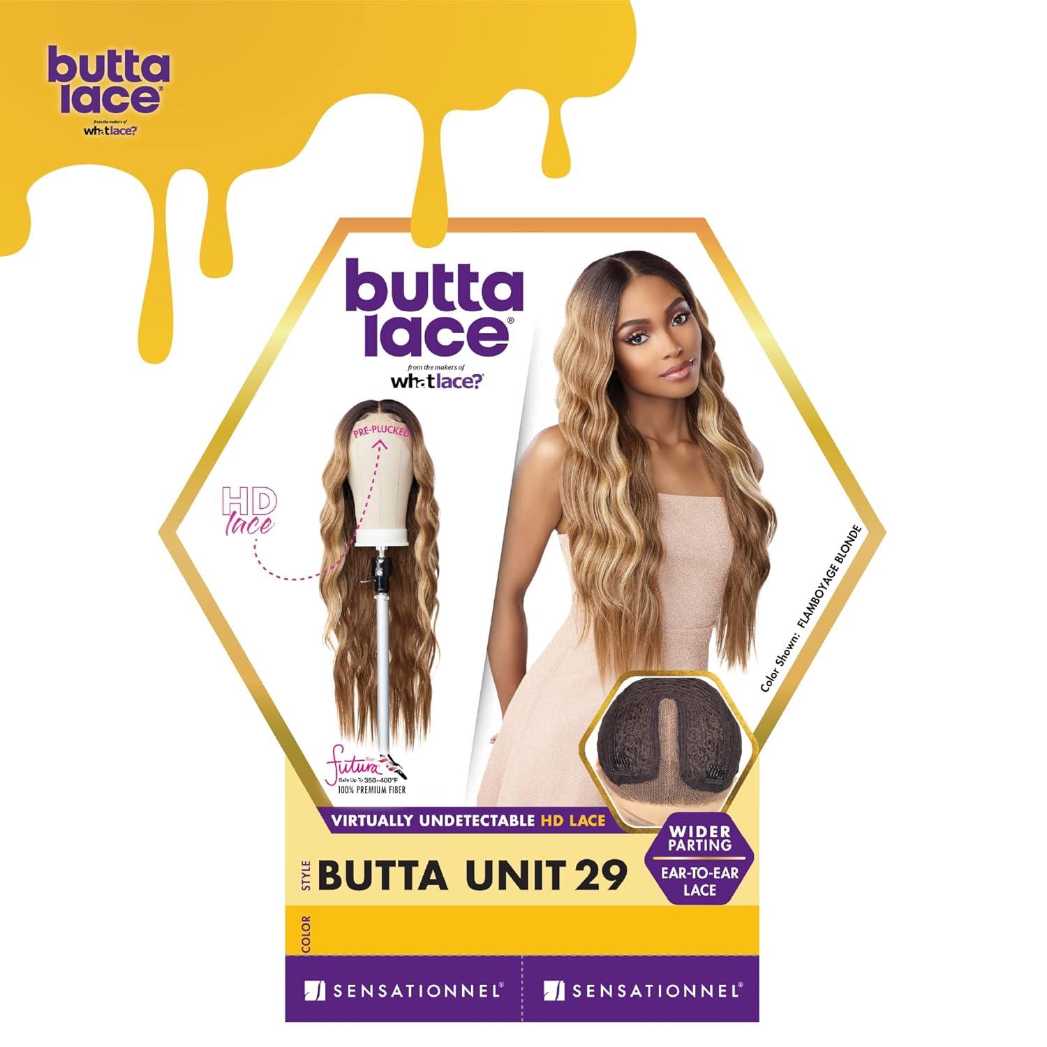 imageSensationnel Butta Lace Wigs Unit 29 Extra Wide 5 Inch Deep Parting Synthetic Preplucked Hairline Glueless Lacefront 1 JETBLACKBALAYAGEGOLD