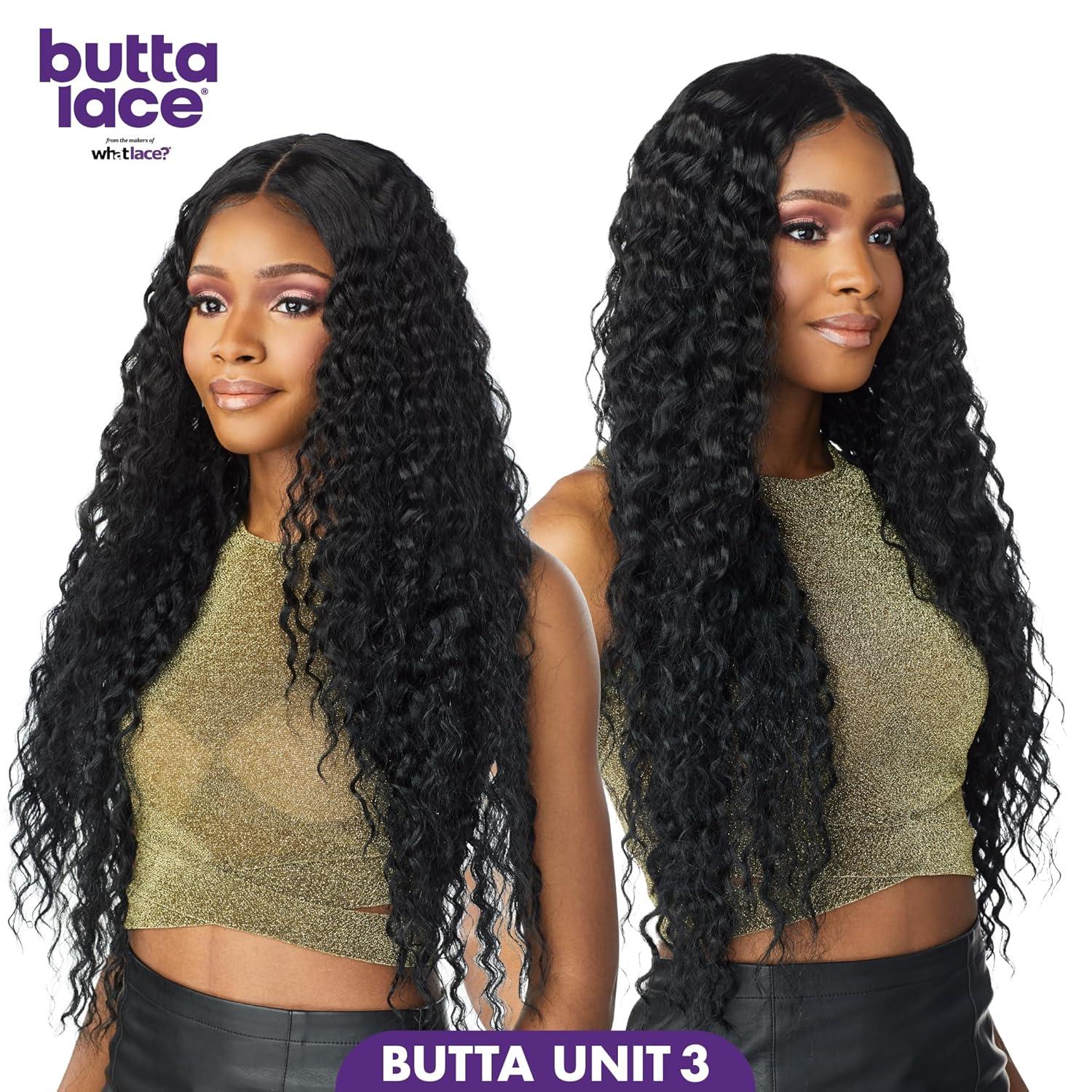imageSensationnel Butta Lace Wigs Unit 3 Extra Wide 5 Inch Deep Parting Synthetic Preplucked Hairline Glueless Lacefront Jet Black 1T4GOLDENBROWN