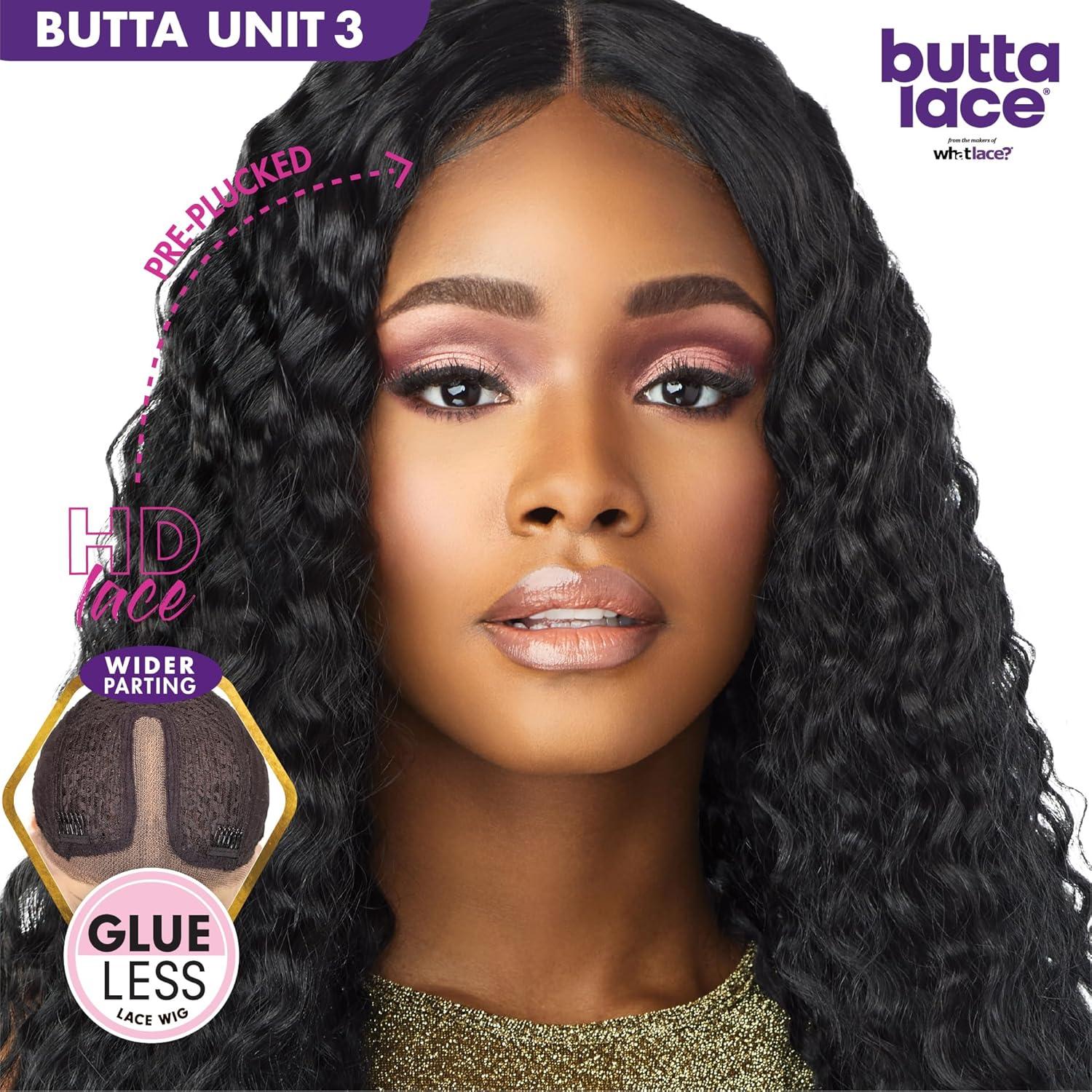 imageSensationnel Butta Lace Wigs Unit 3 Extra Wide 5 Inch Deep Parting Synthetic Preplucked Hairline Glueless Lacefront Jet Black 1T4GOLDENBROWN