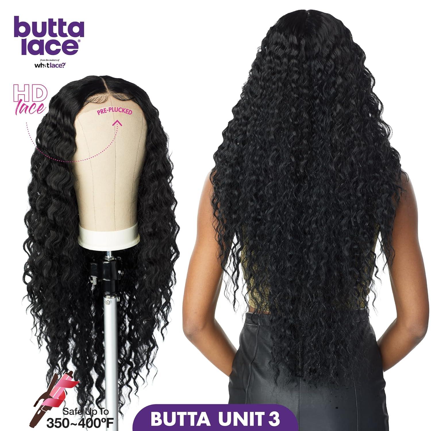 imageSensationnel Butta Lace Wigs Unit 3 Extra Wide 5 Inch Deep Parting Synthetic Preplucked Hairline Glueless Lacefront Jet Black 1T4GOLDENBROWN