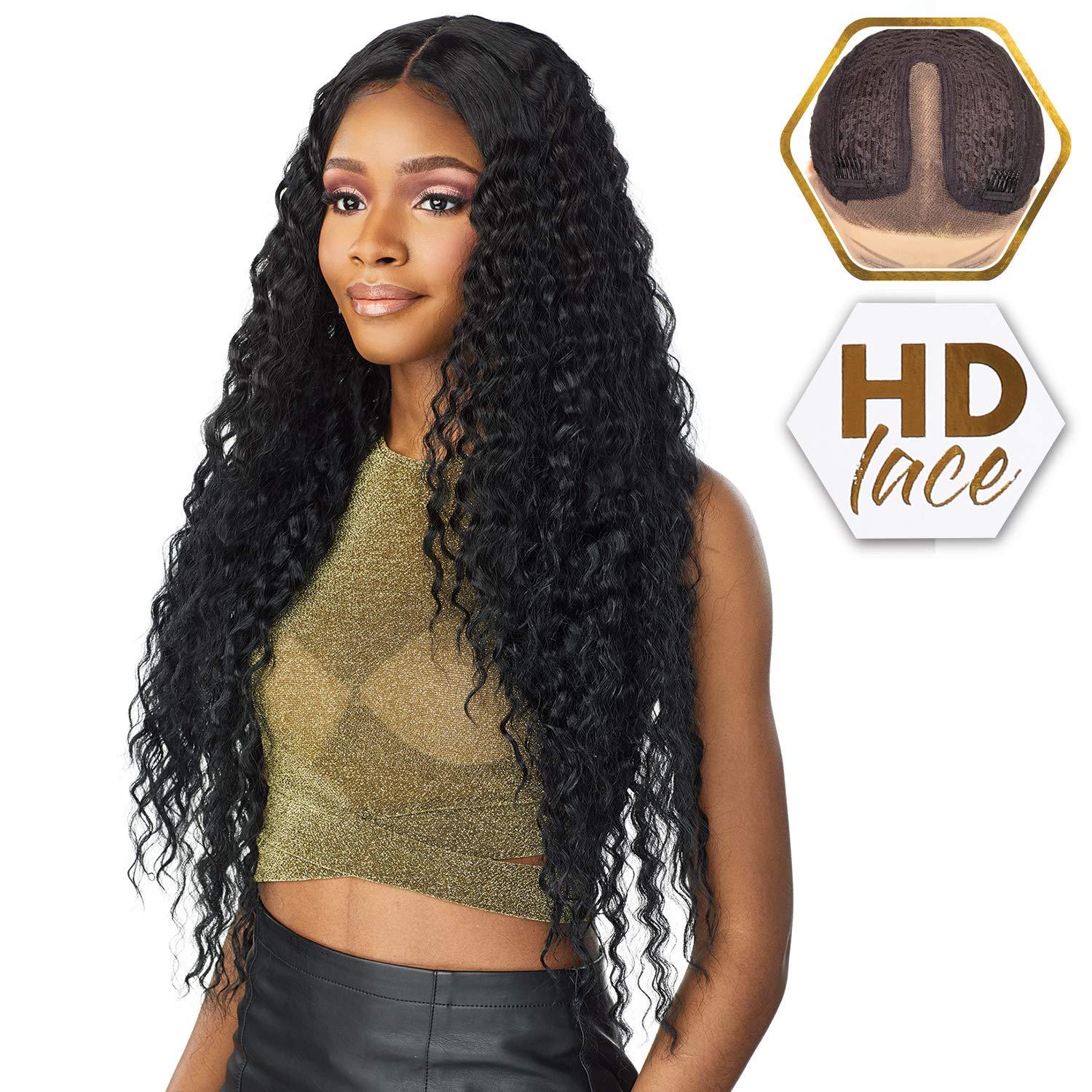 imageSensationnel Butta Lace Wigs Unit 3 Extra Wide 5 Inch Deep Parting Synthetic Preplucked Hairline Glueless Lacefront Jet Black 1T4HAZEL