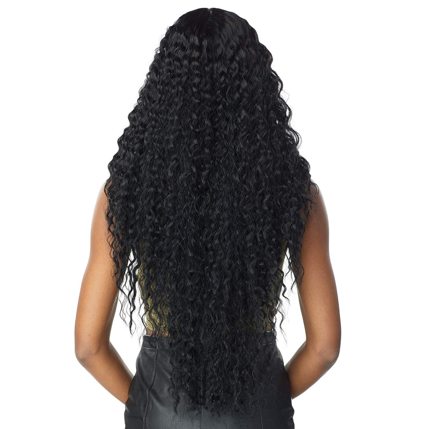 imageSensationnel Butta Lace Wigs Unit 3 Extra Wide 5 Inch Deep Parting Synthetic Preplucked Hairline Glueless Lacefront Jet Black 1T4HAZEL