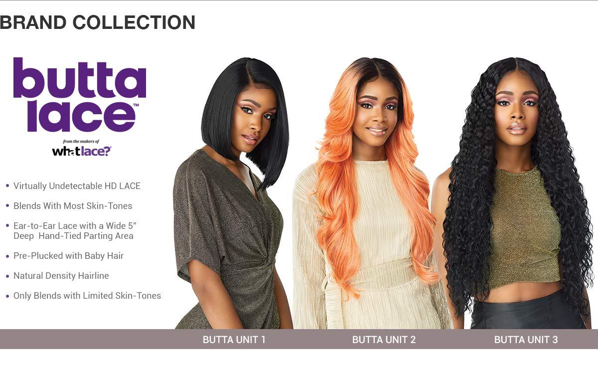 imageSensationnel Butta Lace Wigs Unit 3 Extra Wide 5 Inch Deep Parting Synthetic Preplucked Hairline Glueless Lacefront Jet Black 1T4HAZEL