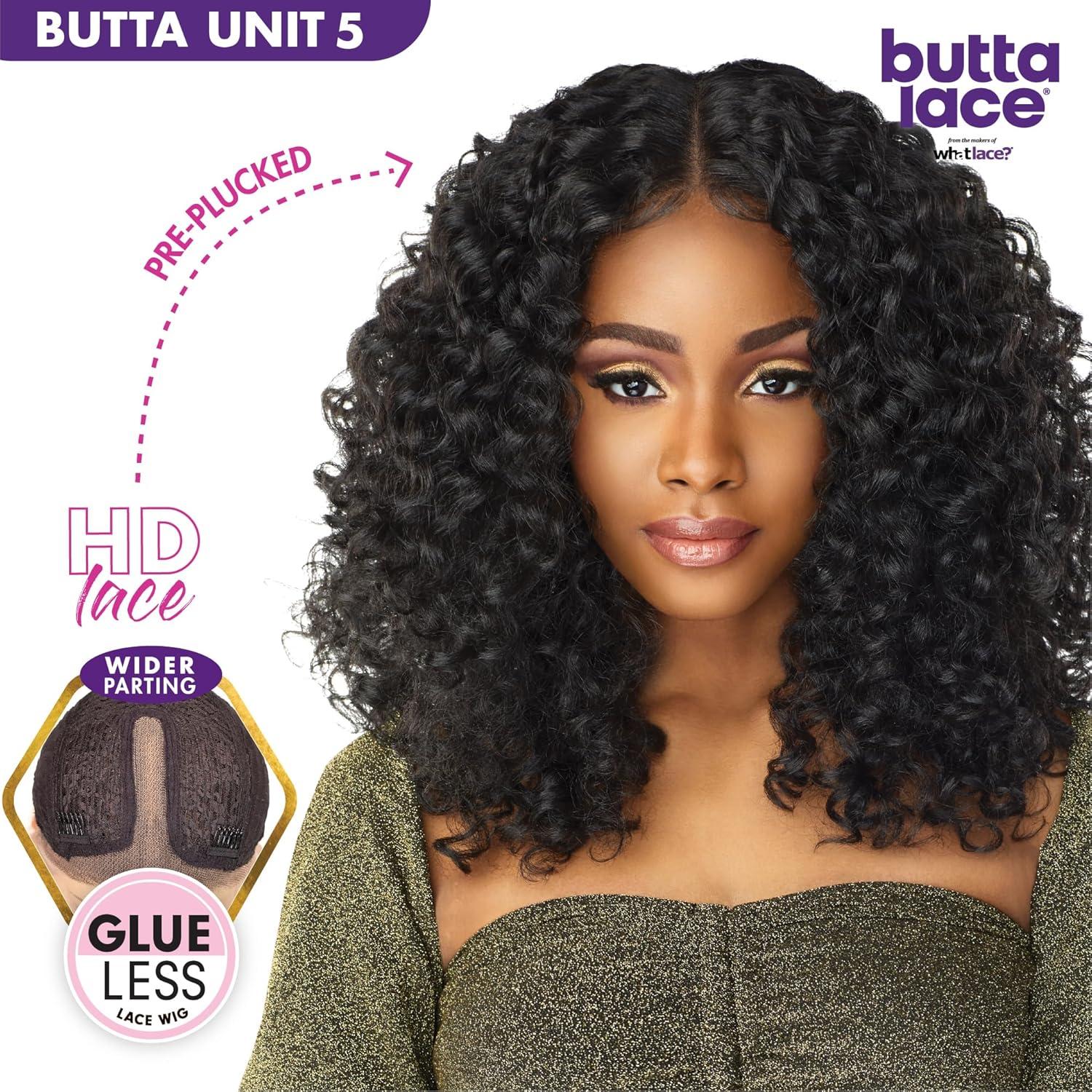 imageSensationnel Butta Lace Wigs Unit 5 Extra Wide 5 Inch Deep Parting Synthetic Preplucked Hairline Glueless Lacefront 1B OFFBLACKFLAMBOYAGECHOCOLATE