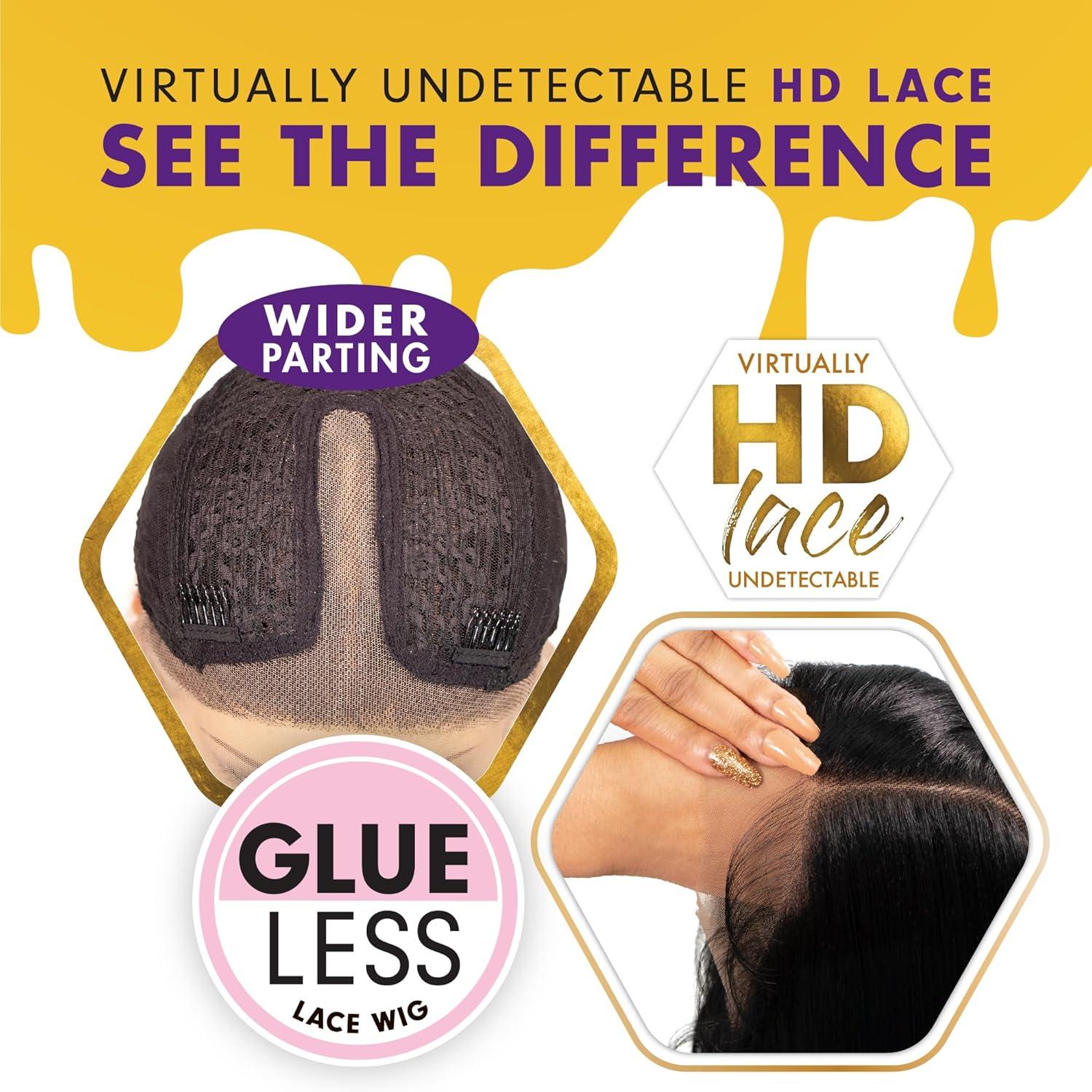 imageSensationnel Butta Lace Wigs Unit 5 Extra Wide 5 Inch Deep Parting Synthetic Preplucked Hairline Glueless Lacefront 1B OFFBLACKT4COPPER