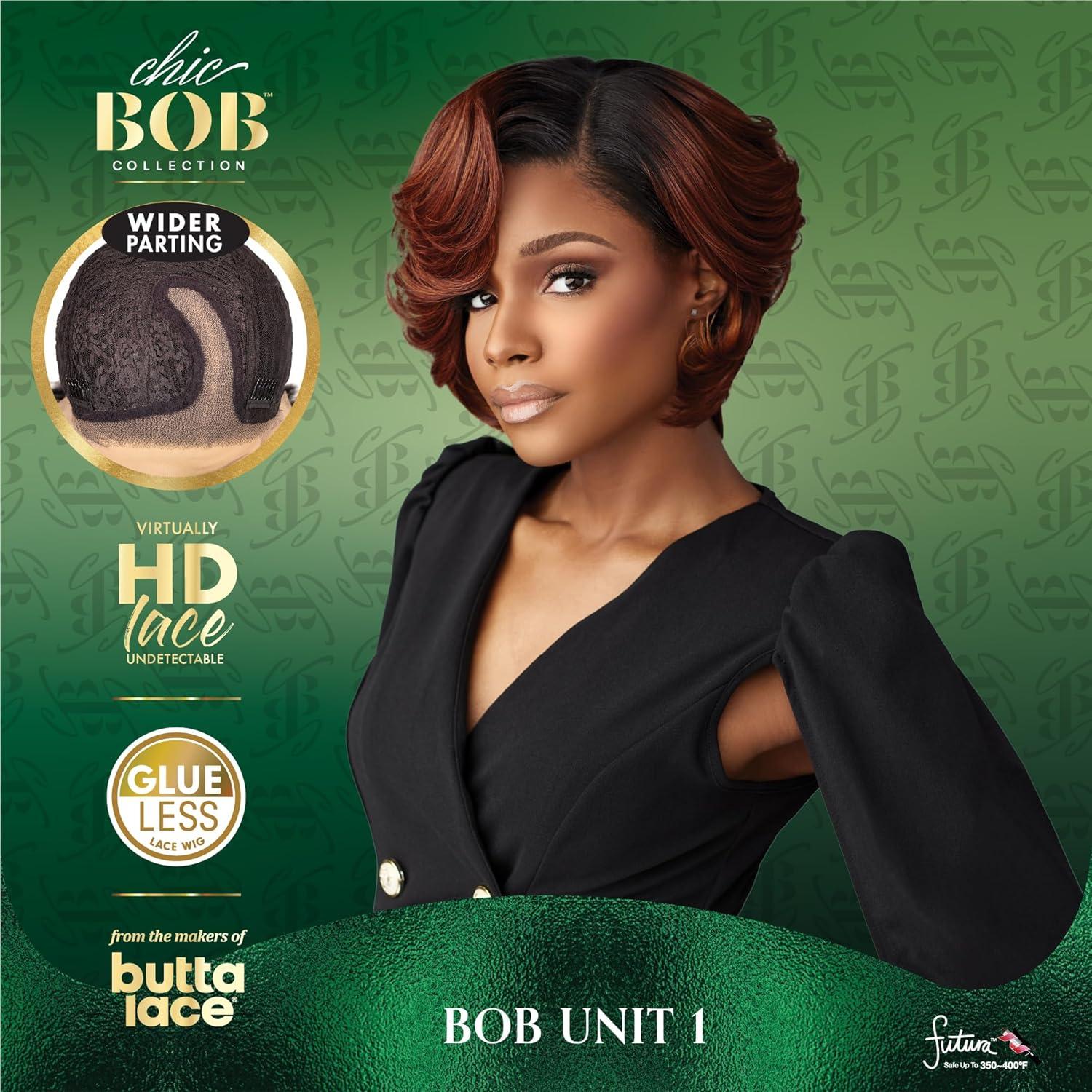 imageSensationnel Chicbob Lace Frontwig Bob Unit 1 Face Framing Glueless Wig Wide 5 Inch Deep Part Synthetic Preplucked Hairline 1 JETBLACK2 DARKBROWN