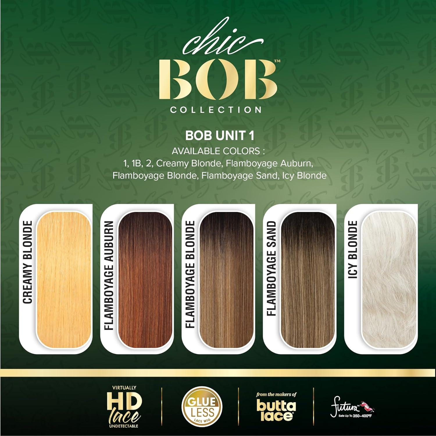 imageSensationnel Chicbob Lace Frontwig Bob Unit 1 Face Framing Glueless Wig Wide 5 Inch Deep Part Synthetic Preplucked Hairline 1 JETBLACKFLAMBOYAGEBLONDE