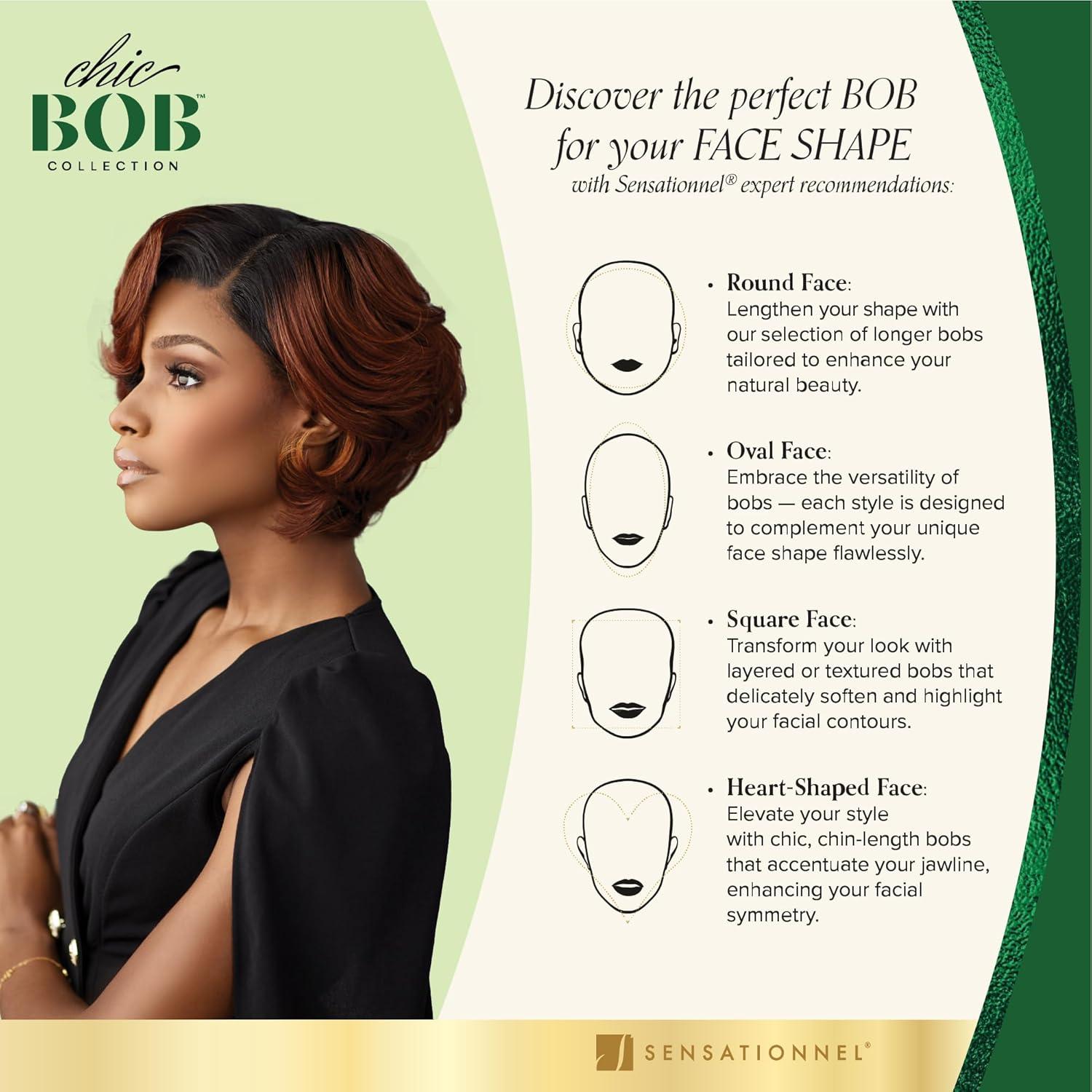 imageSensationnel Chicbob Lace Frontwig Bob Unit 1 Face Framing Glueless Wig Wide 5 Inch Deep Part Synthetic Preplucked Hairline 1 JETBLACKFLAMBOYAGESAND