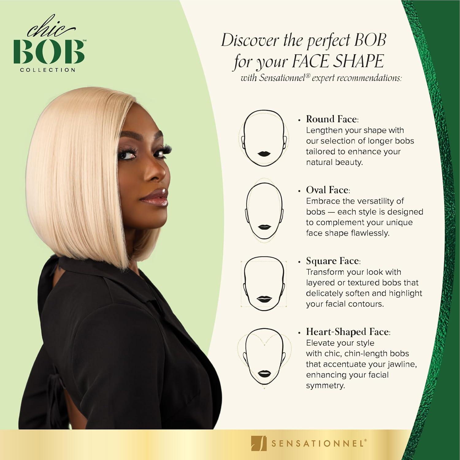 imageSensationnel Chicbob Lace Frontwig Bob Unit 2 Face Framing Glueless Wig Wide 5 Inch Deep Part Synthetic Preplucked Hairline 1 JETBLACK2 DARKBROWN