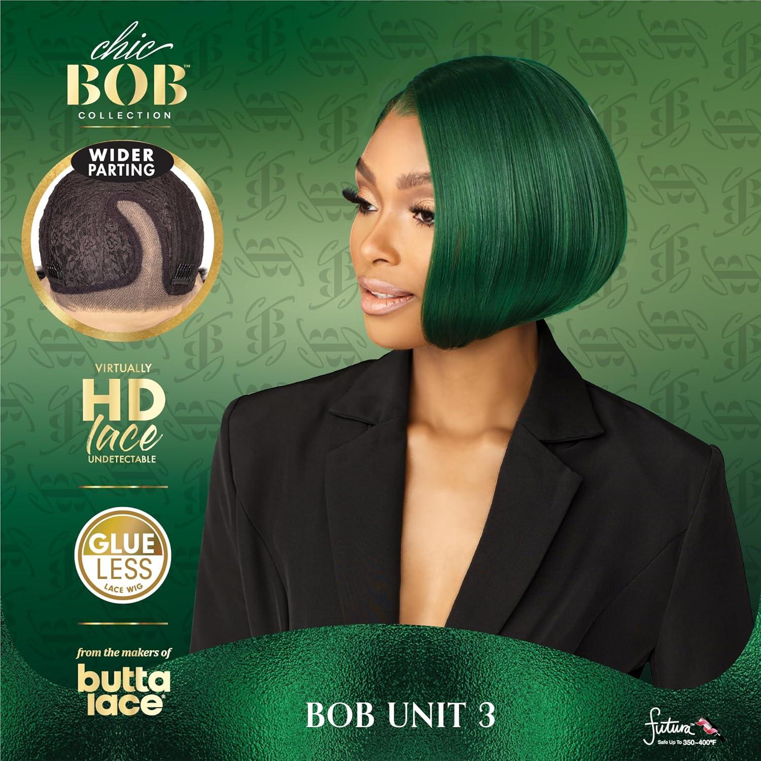 imageSensationnel Chicbob Lace Frontwig Bob Unit 3 Face Framing Glueless Wig Wide 5 Inch Deep Part Synthetic Preplucked Hairline 1 JETBLACK1 JETBLACK