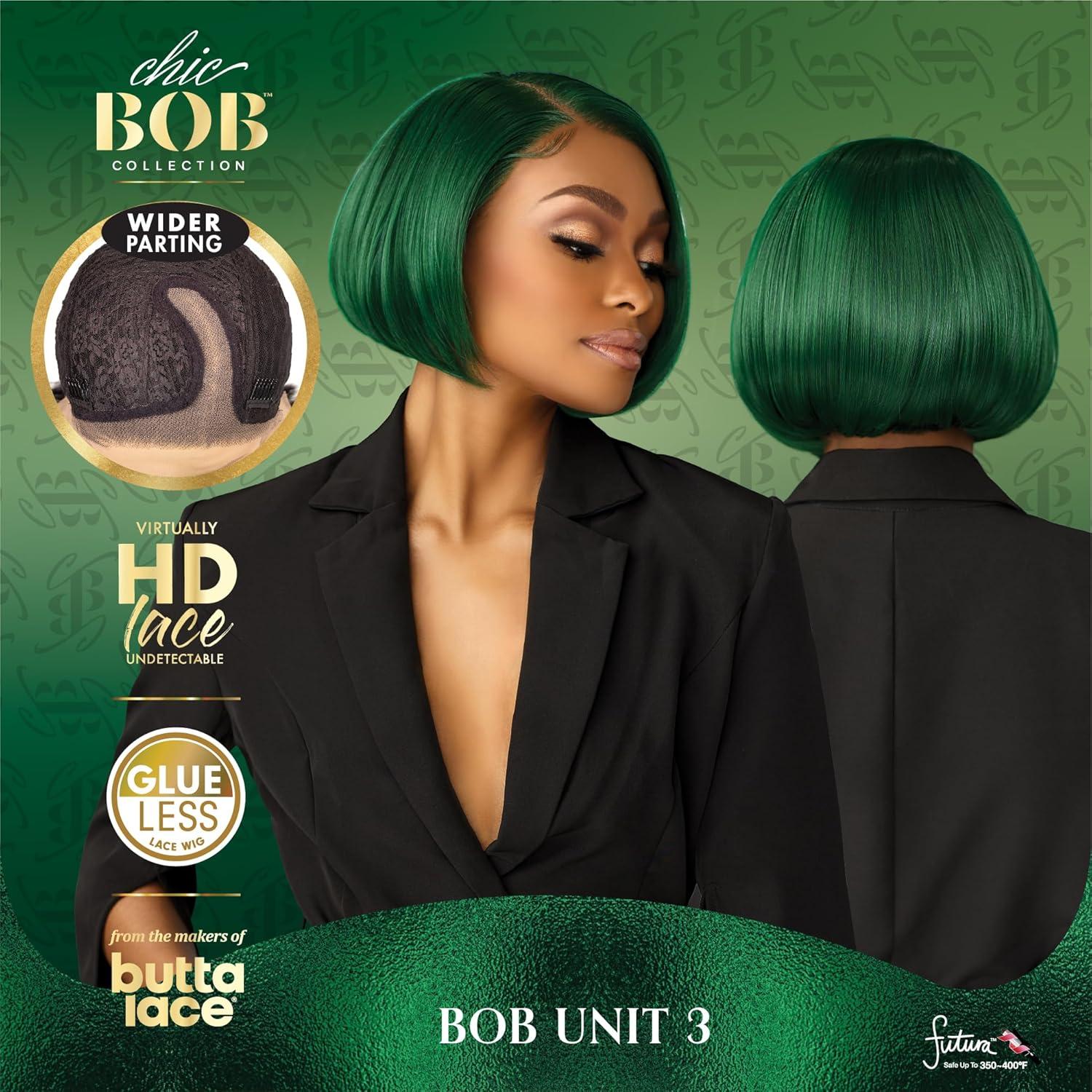 imageSensationnel Chicbob Lace Frontwig Bob Unit 3 Face Framing Glueless Wig Wide 5 Inch Deep Part Synthetic Preplucked Hairline 1 JETBLACKSAPPHIREGREEN