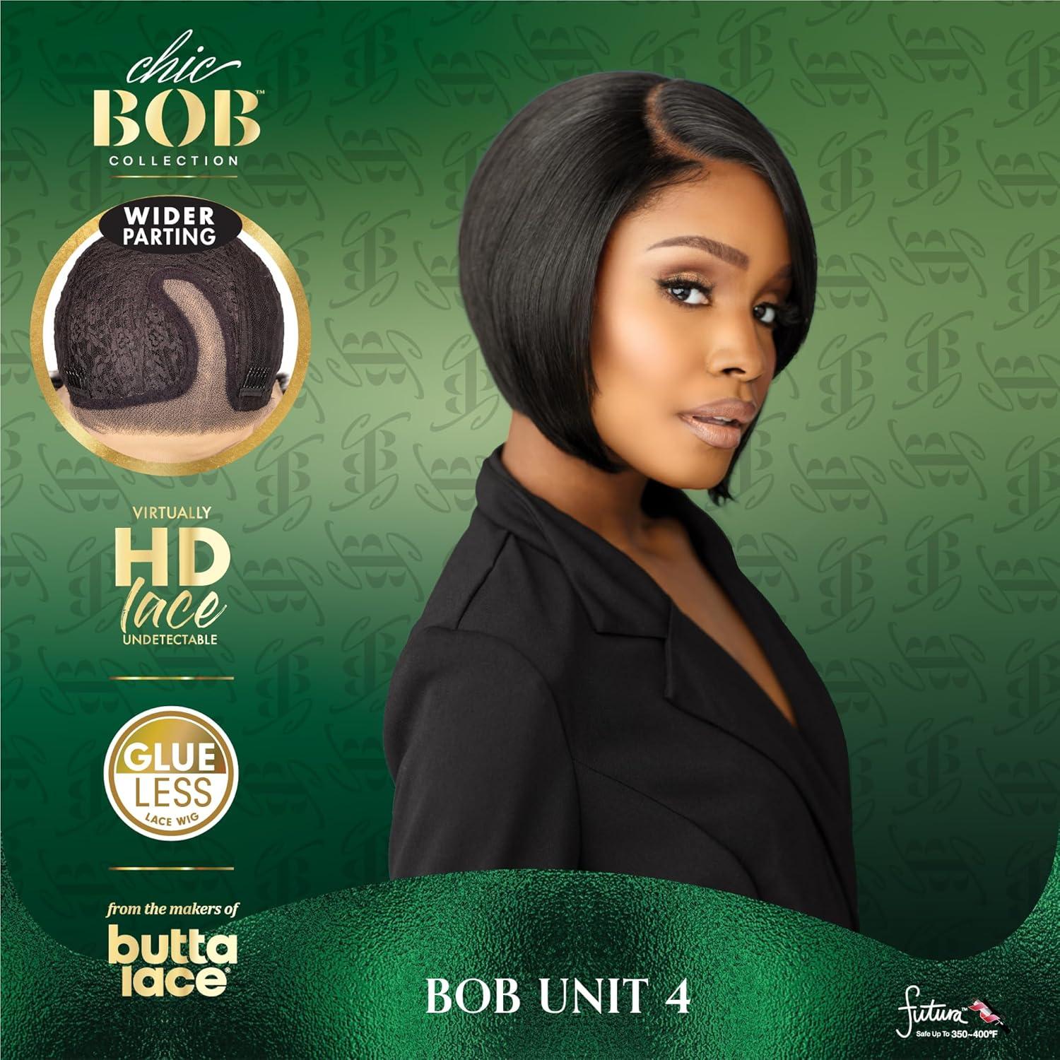 imageSensationnel Chicbob Lace Frontwig Bob Unit 4 Face Framing Glueless Wig Wide 5 Inch Deep Part Synthetic Preplucked Hairline 1 JETBLACK1 JETBLACK