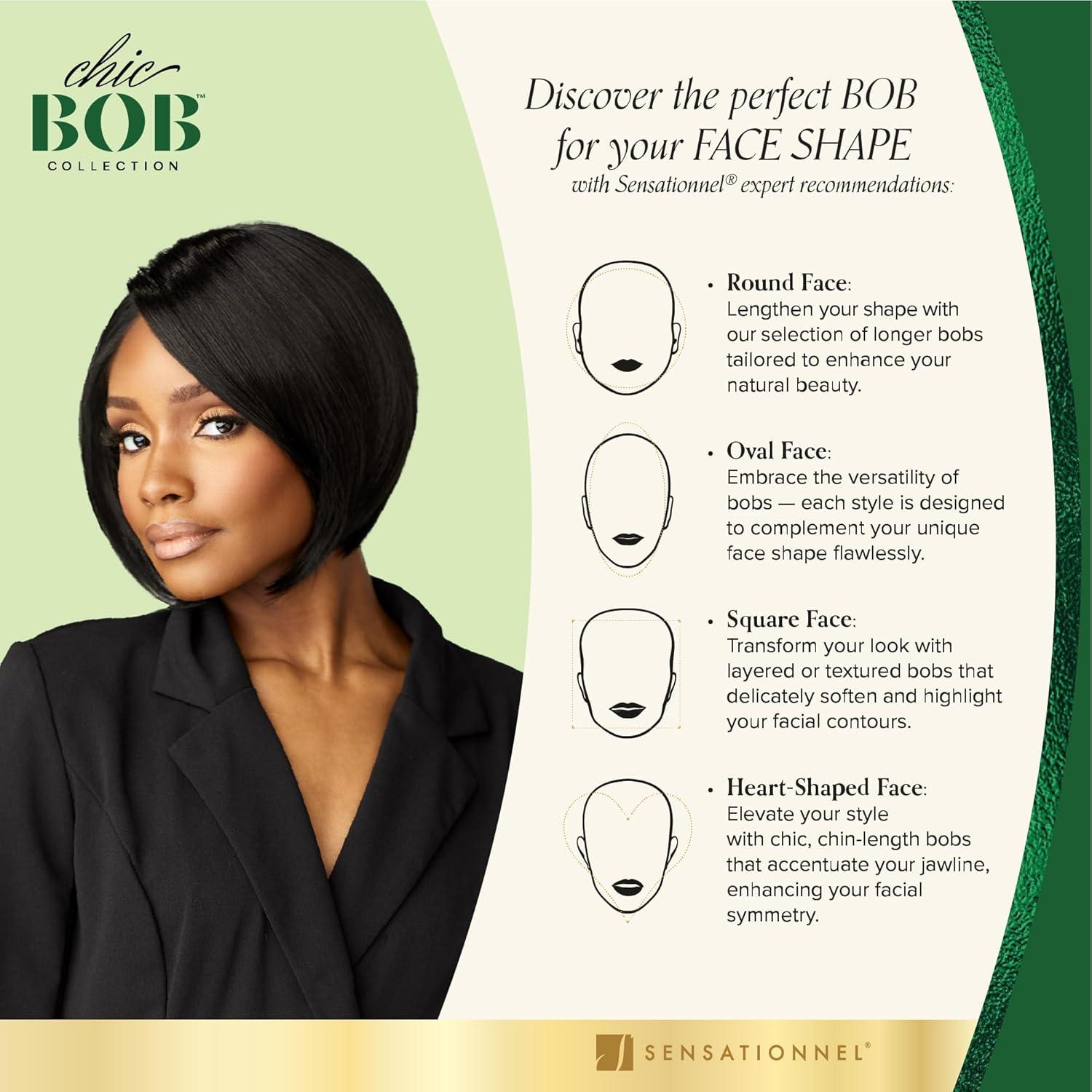 imageSensationnel Chicbob Lace Frontwig Bob Unit 4 Face Framing Glueless Wig Wide 5 Inch Deep Part Synthetic Preplucked Hairline 1 JETBLACK1B OFFBLACK