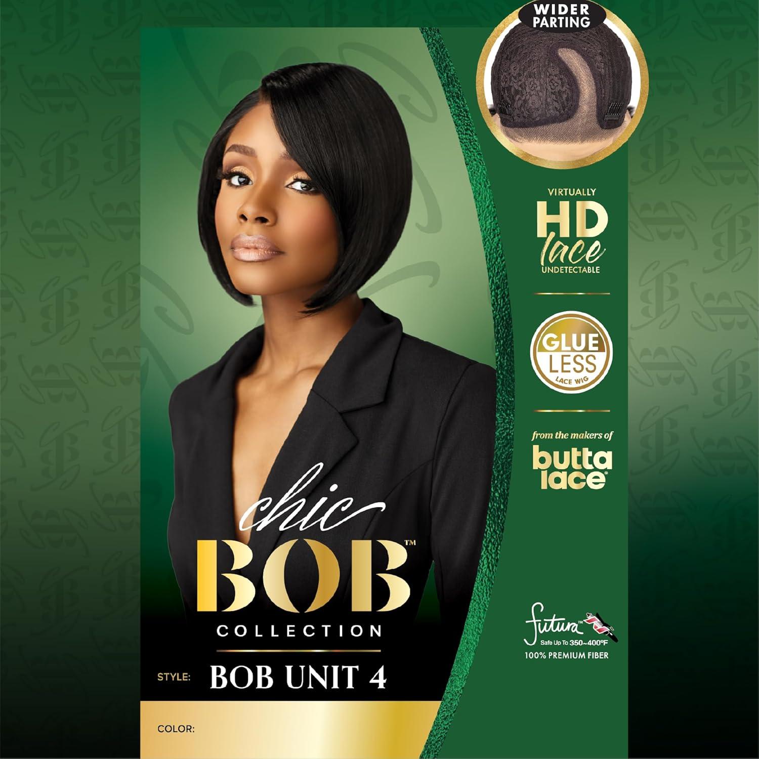 imageSensationnel Chicbob Lace Frontwig Bob Unit 4 Face Framing Glueless Wig Wide 5 Inch Deep Part Synthetic Preplucked Hairline 1 JETBLACK2 DARKBROWN