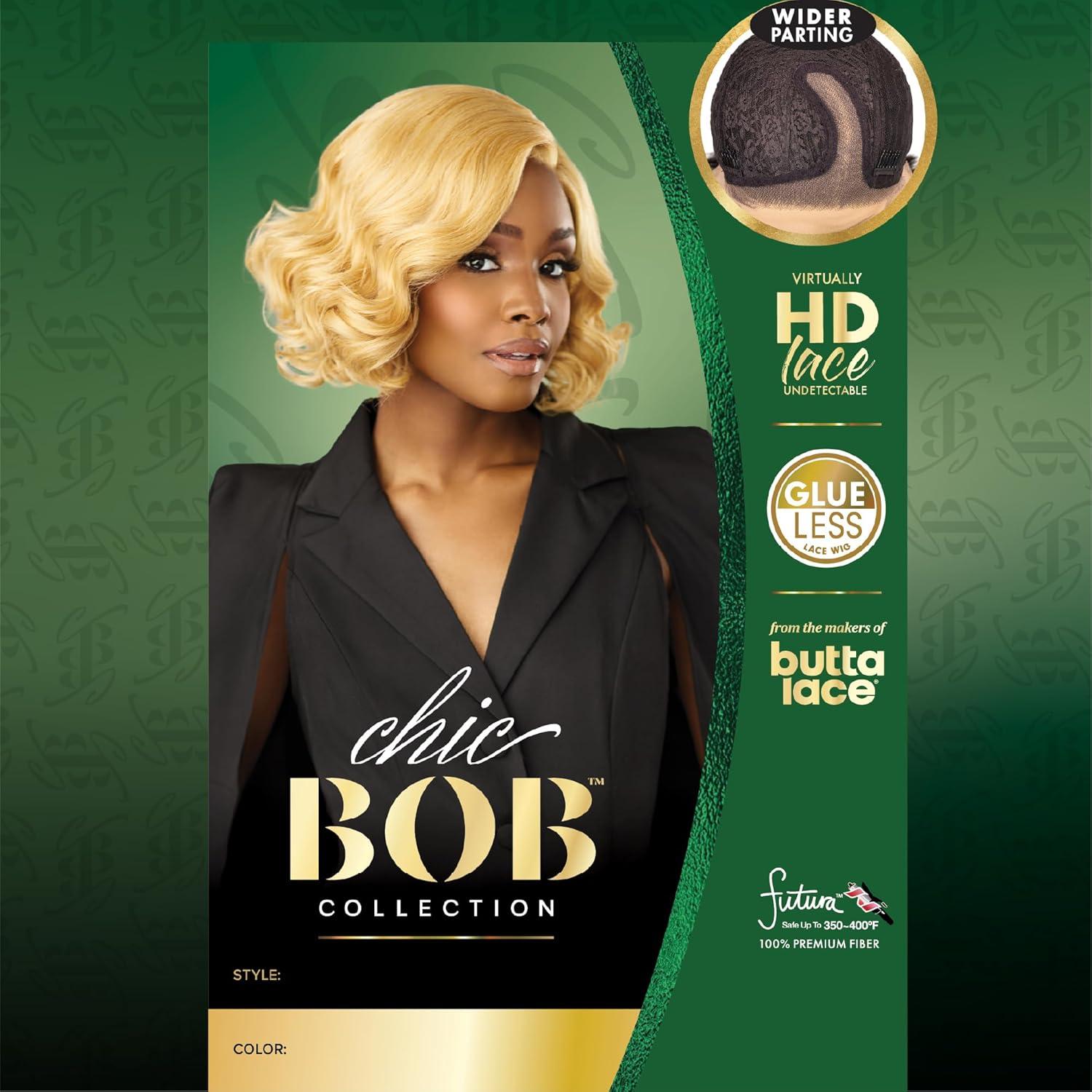 imageSensationnel Chicbob Lace Frontwig Bob Unit 5 Face Framing Glueless Wig Wide 5 Inch Deep Part Synthetic Preplucked Hairline 1 JETBLACK1B OFFBLACK