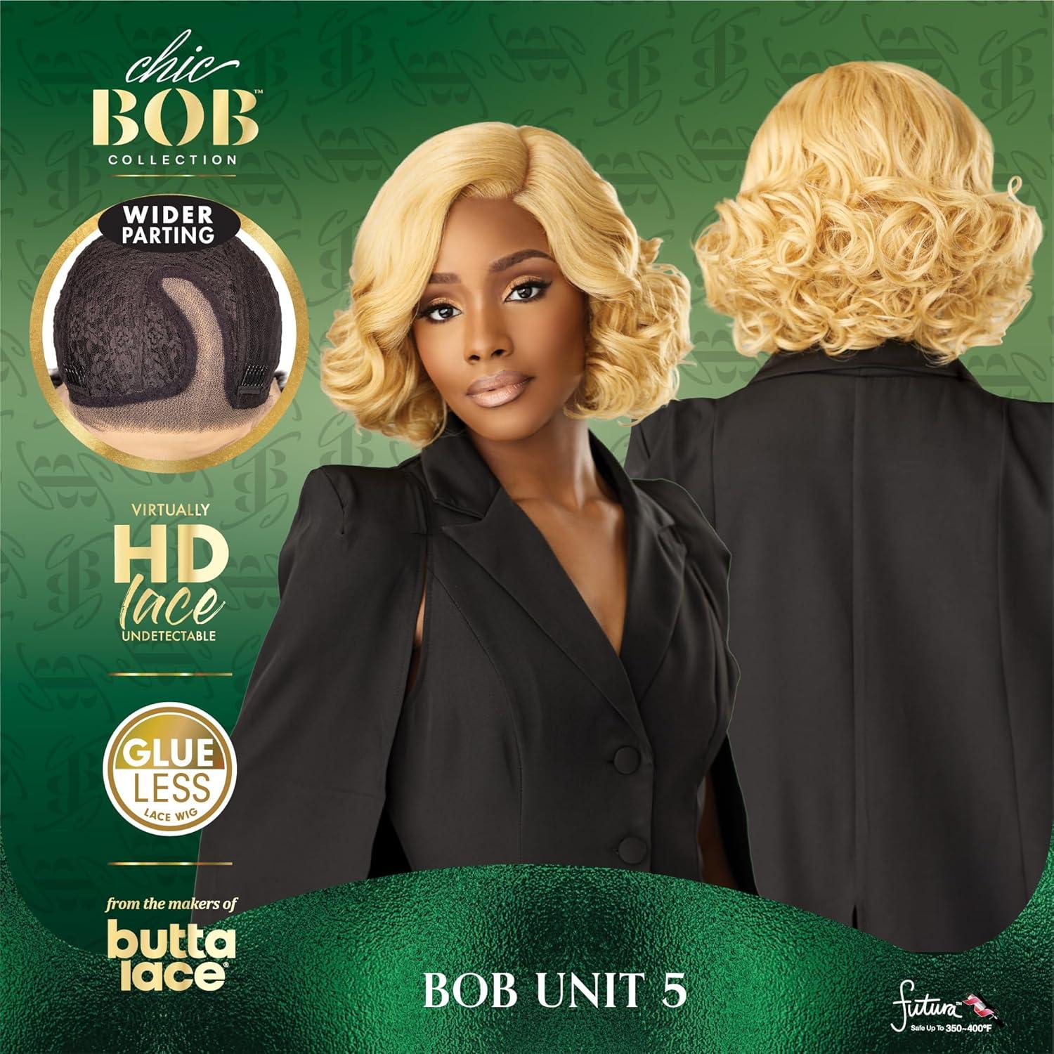 imageSensationnel Chicbob Lace Frontwig Bob Unit 5 Face Framing Glueless Wig Wide 5 Inch Deep Part Synthetic Preplucked Hairline 1 JETBLACKHONEYBLONDE