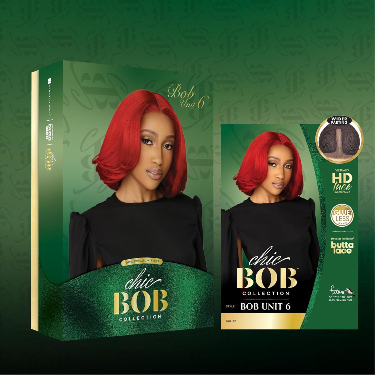 imageSensationnel Chicbob Lace Frontwig Bob Unit 6 Face Framing Glueless Wig Wide 5 Inch Deep Part Synthetic Preplucked Hairline 1 JETBLACKREDCOPPER