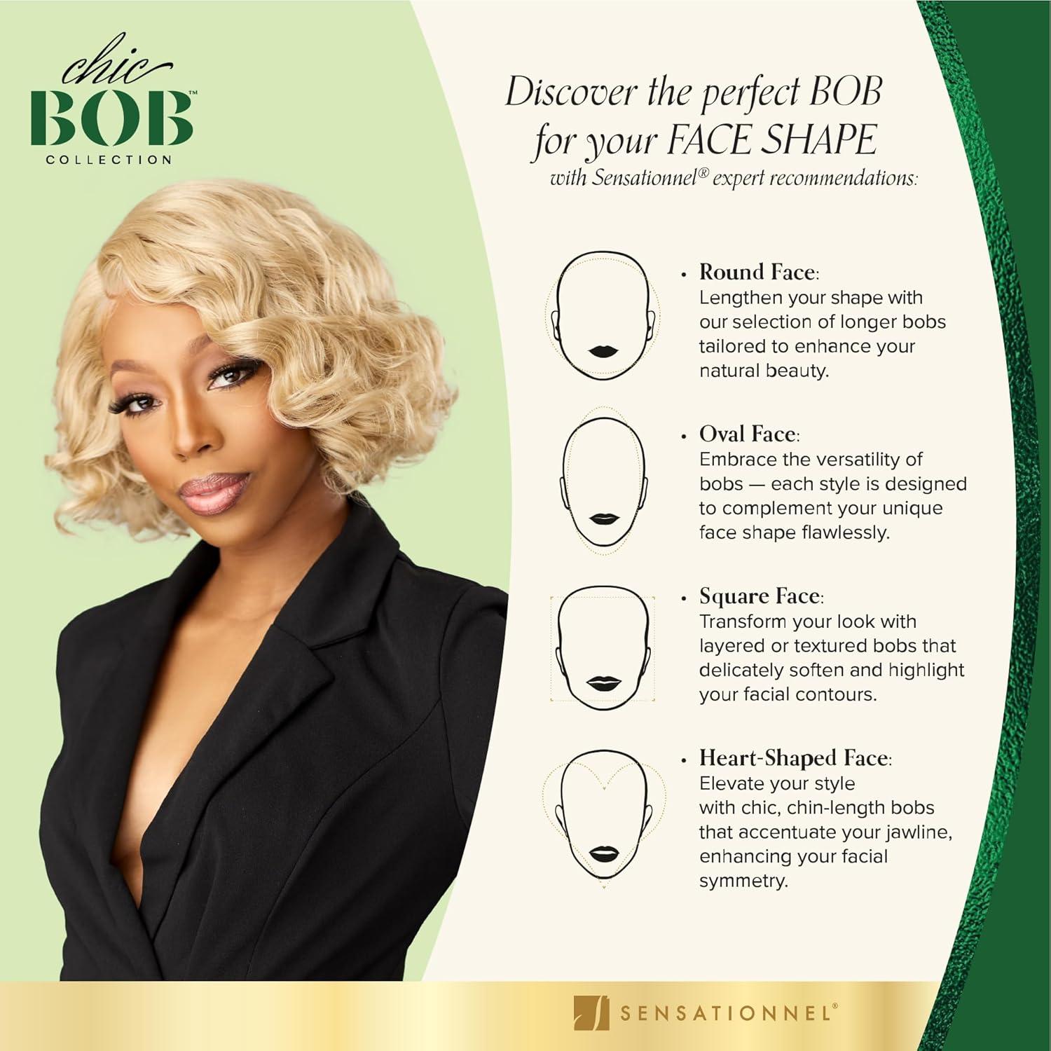 imageSensationnel Chicbob Lace Frontwig Bob Unit 7 Face Framing Glueless Wig Wide 5 Inch Deep Part Synthetic Preplucked Hairline 1 JETBLACK2 DARKBROWN