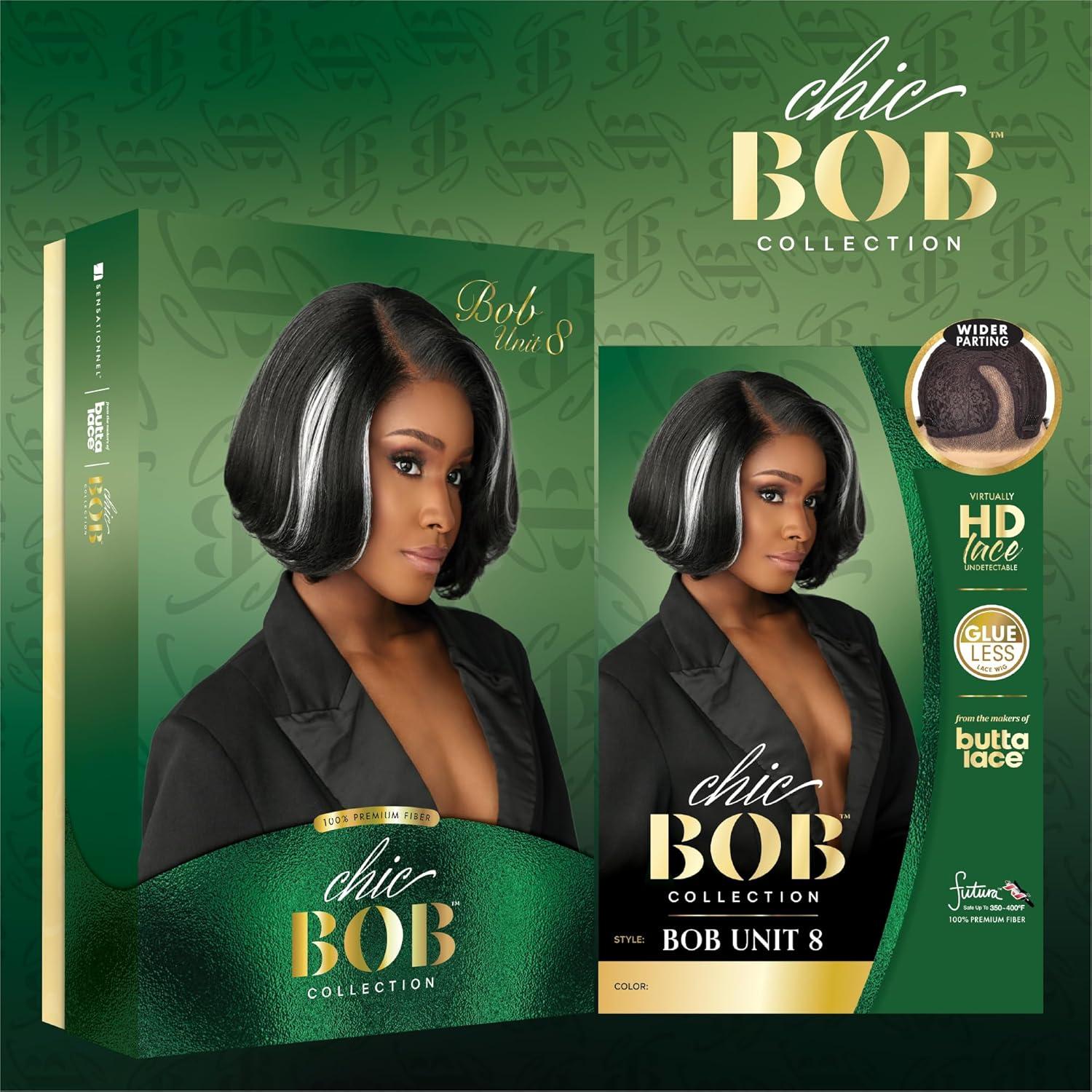 imageSensationnel Chicbob Lace Frontwig Bob Unit 8 Face Framing Glueless Wig Wide 5 Inch Deep Part Synthetic Preplucked Hairline 1 JETBLACKBALAYAGECHOCOLATE