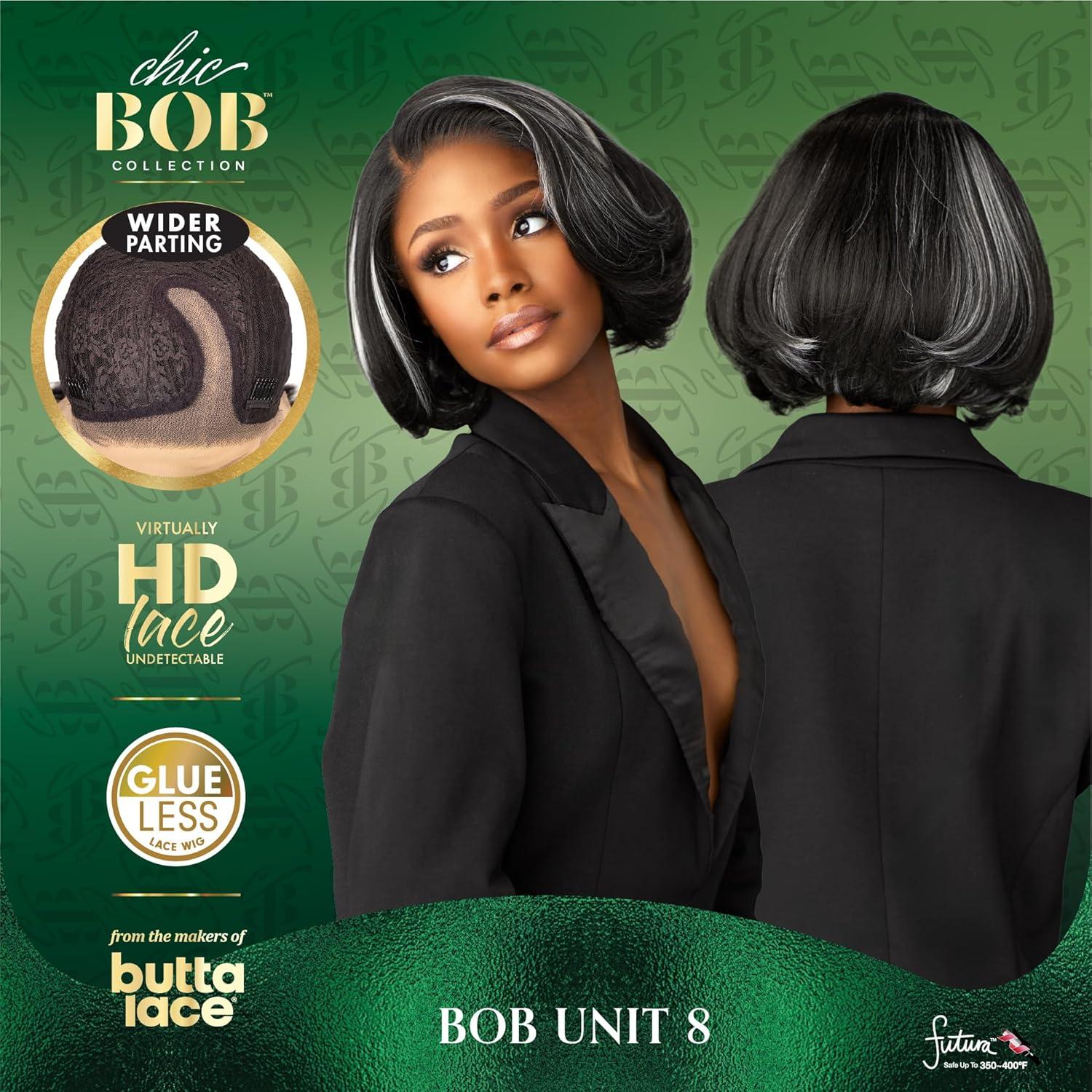 imageSensationnel Chicbob Lace Frontwig Bob Unit 8 Face Framing Glueless Wig Wide 5 Inch Deep Part Synthetic Preplucked Hairline 1 JETBLACKBALAYAGELIGHTASHBLONDE