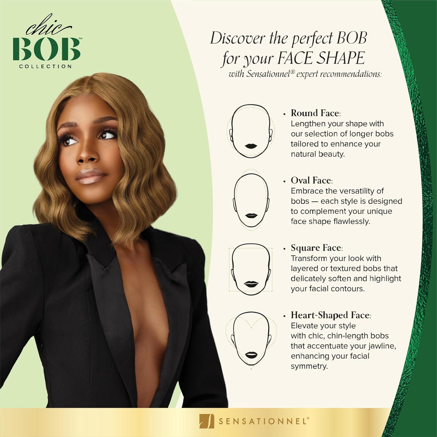 imageSensationnel Chicbob Lace Frontwig Lob Unit 2 Face Framing Glueless Wig Wide 5 Inch Deep Part Synthetic Preplucked Hairline LIGHTASHBROWNMOCHABROWN