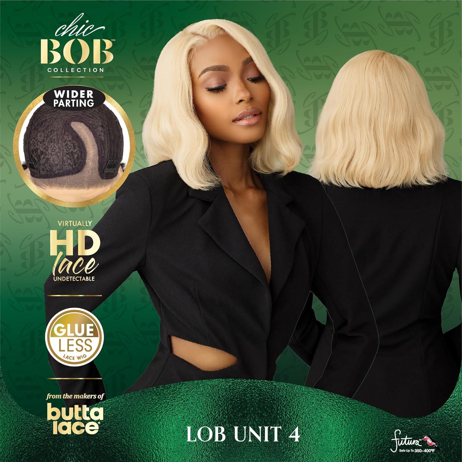 imageSensationnel Chicbob Lace Frontwig Lob Unit 4 Face Framing Glueless Wig Wide 5 Inch Deep Part Synthetic Preplucked Hairline 1 JETBLACKCREAMYBLONDE