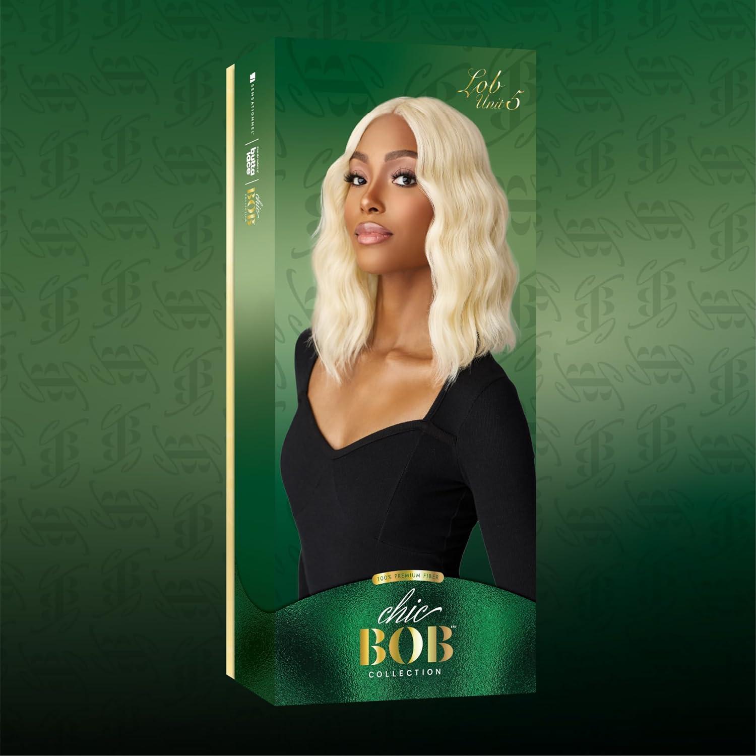 imageSensationnel Chicbob Lace Frontwig Lob Unit 5 Face Framing Glueless Wig Wide 5 Inch Deep Part Synthetic Preplucked Hairline 613 BLONDE613 BLONDE