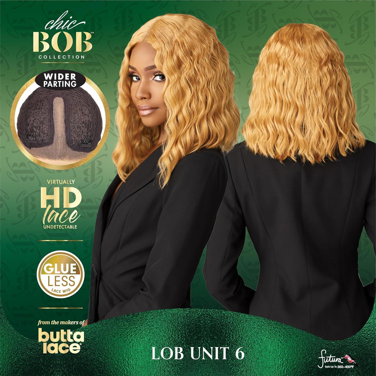 imageSensationnel Chicbob Lace Frontwig Lob Unit 6 Face Framing Glueless Wig Wide 5 Inch Deep Part Synthetic Preplucked Hairline 1 JETBLACKSUNFLOWERBLONDE