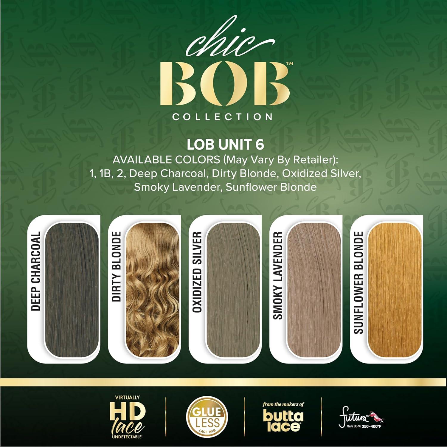 imageSensationnel Chicbob Lace Frontwig Lob Unit 6 Face Framing Glueless Wig Wide 5 Inch Deep Part Synthetic Preplucked Hairline 1 JETBLACKSUNFLOWERBLONDE