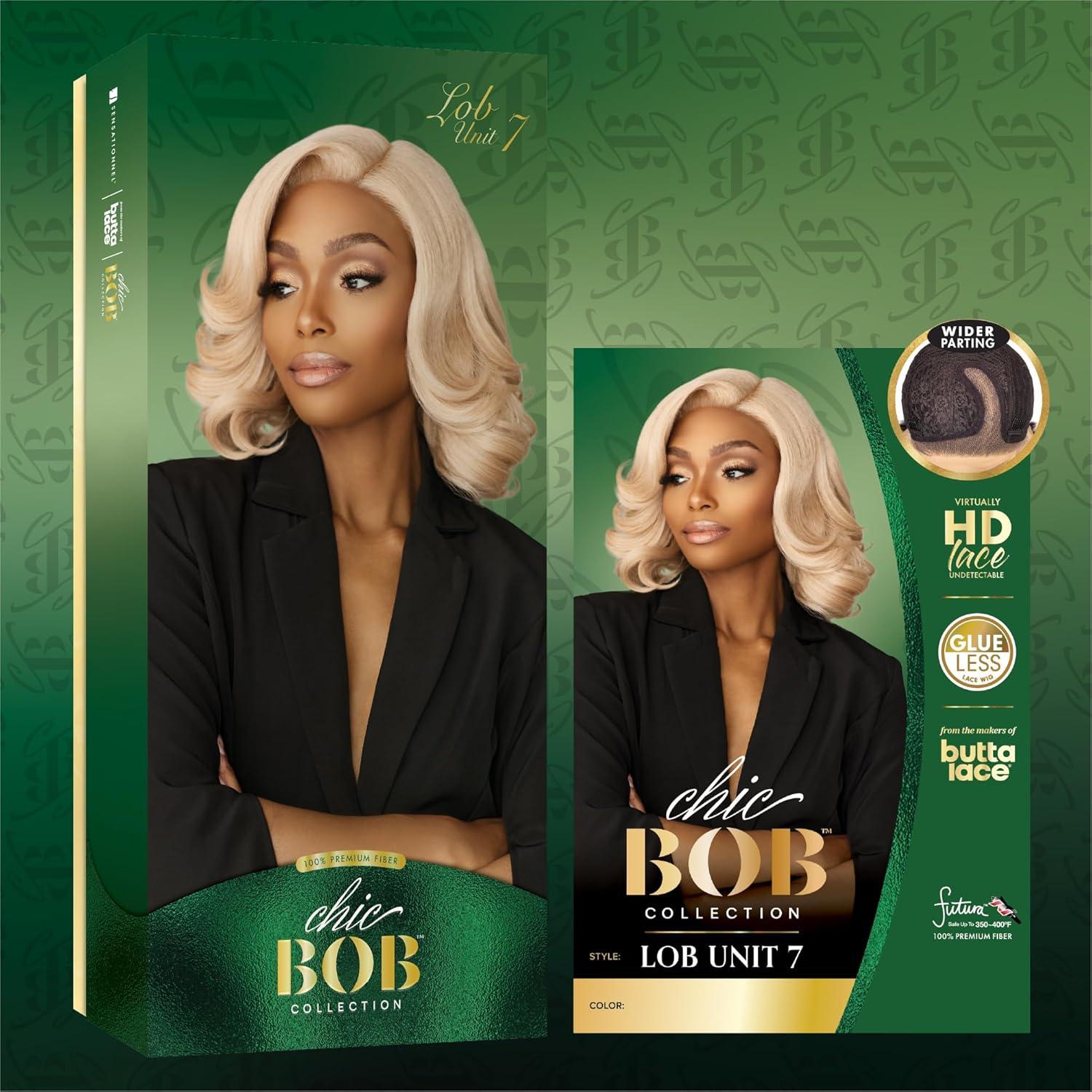 imageSensationnel Chicbob Lace Frontwig Lob Unit 7 Face Framing Glueless Wig Wide 5 Inch Deep Part Synthetic Preplucked Hairline 1 JETBLACK2 DARKBROWN