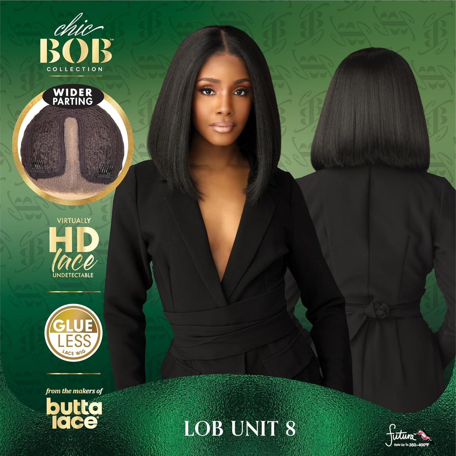 imageSensationnel Chicbob Lace Frontwig Lob Unit 8 Face Framing Glueless Wig Wide 5 Inch Deep Part Synthetic Preplucked Hairline 1 JETBLACKBALAYAGECARAMEL