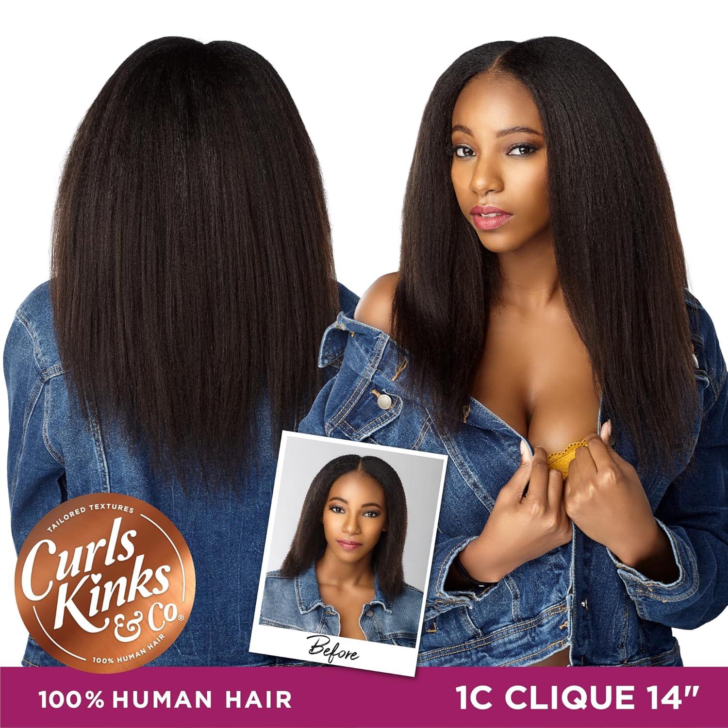 imageSensationnel Curls Kinksandco Clip In 1c Clique Humanhair 9 Piece Pack Easy to Use Clips for Natural 3c to 4c Hair 14 inch NATURALNATURAL
