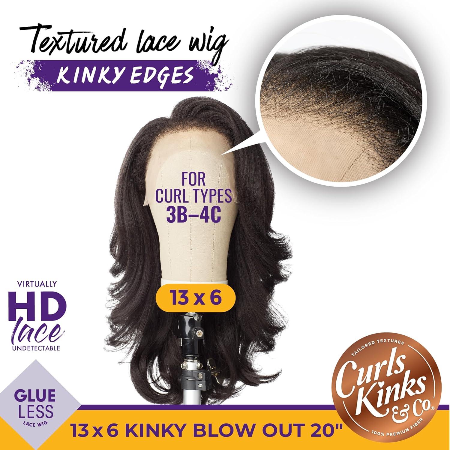 imageSensationnel Curls Kinksandco Kinkyedges Wig Kinky Blow Out 20 Inch 13X6 Lace Frontal Natural Kinkytexture Edged Hairline for Natural 3C to 4C Hair Textures 1B OFFBLACK1B OFFBLACK