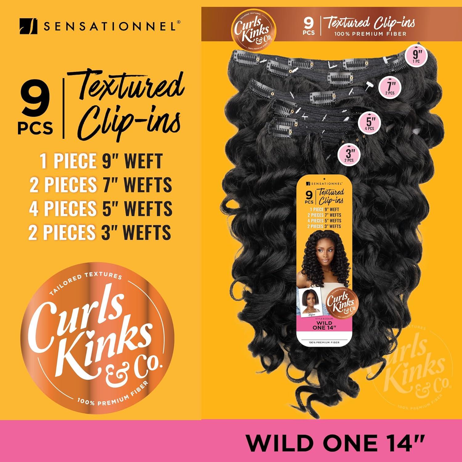 imageSensationnel Curls kinksandco clip in wide one 14 inch easy to use clips for natural 3c to 4c hair textures 1 JETBLACKT227
