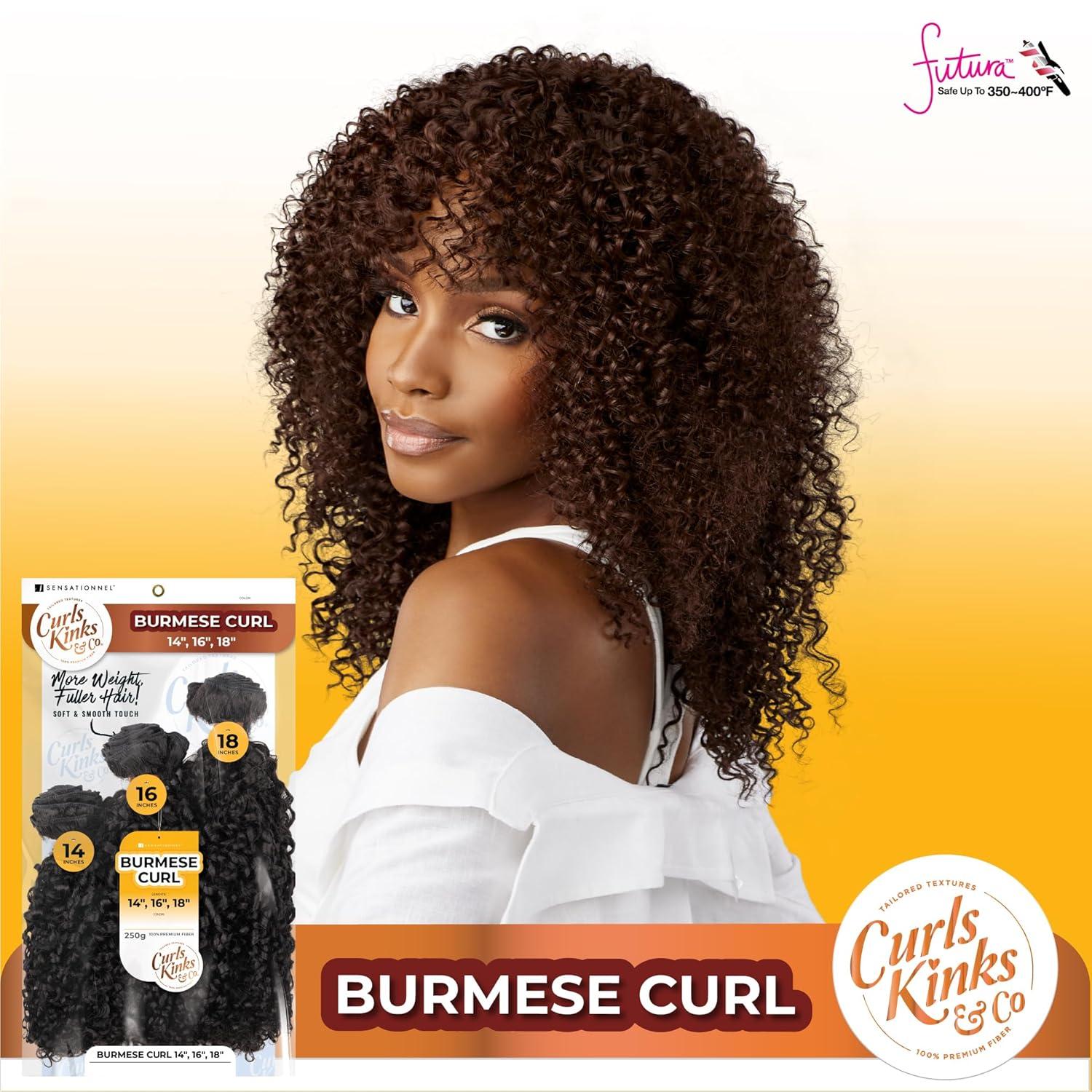 imageSensationnel Curls kinksandco synthetic bundles burmese curl multibundle quick weave hair for natural 3c to 4c hair textures 14 16 18 inch 1 JETBLACK1B OFFBLACK