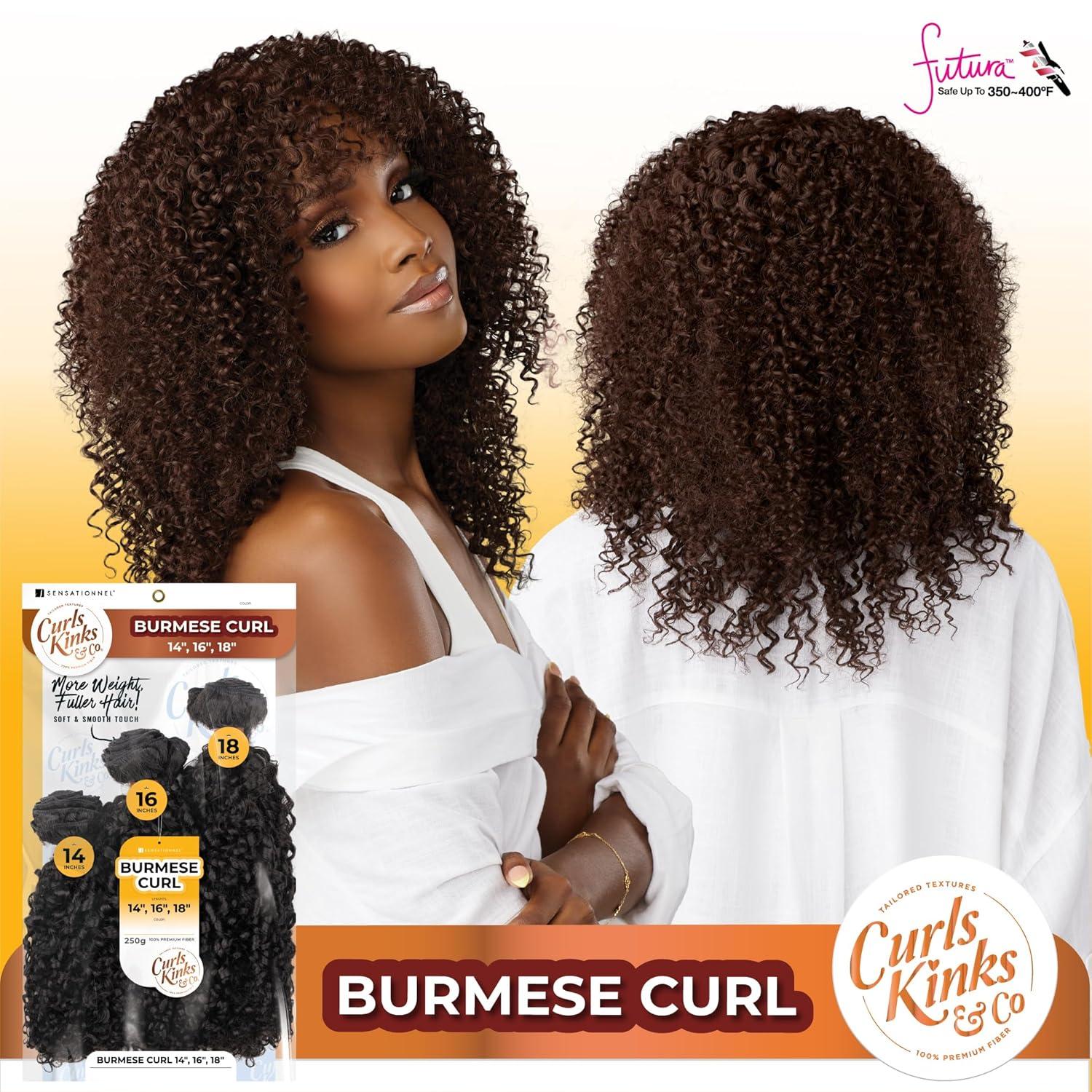 imageSensationnel Curls kinksandco synthetic bundles burmese curl multibundle quick weave hair for natural 3c to 4c hair textures 14 16 18 inch 1 JETBLACK1 JETBLACK