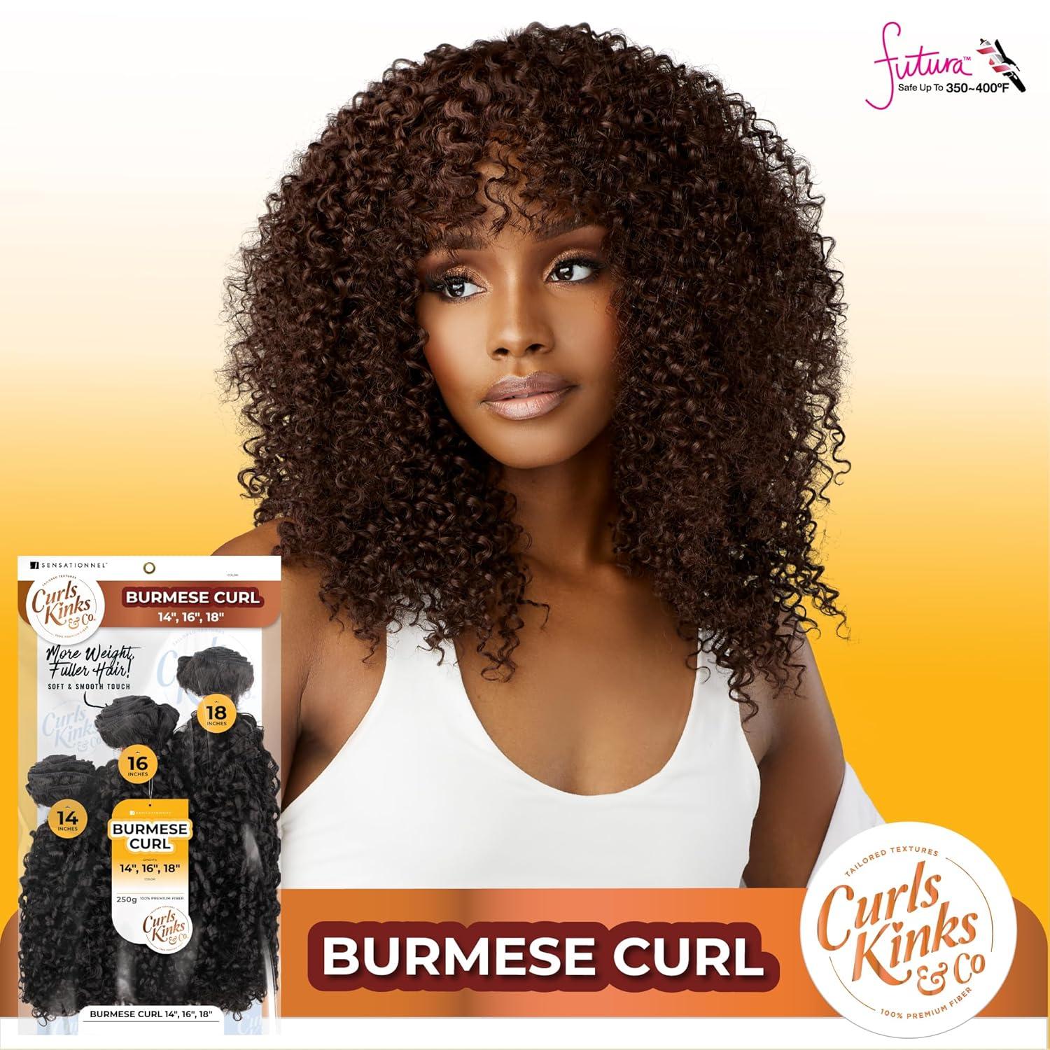 imageSensationnel Curls kinksandco synthetic bundles burmese curl multibundle quick weave hair for natural 3c to 4c hair textures 14 16 18 inch 1 JETBLACKS1BGINGER