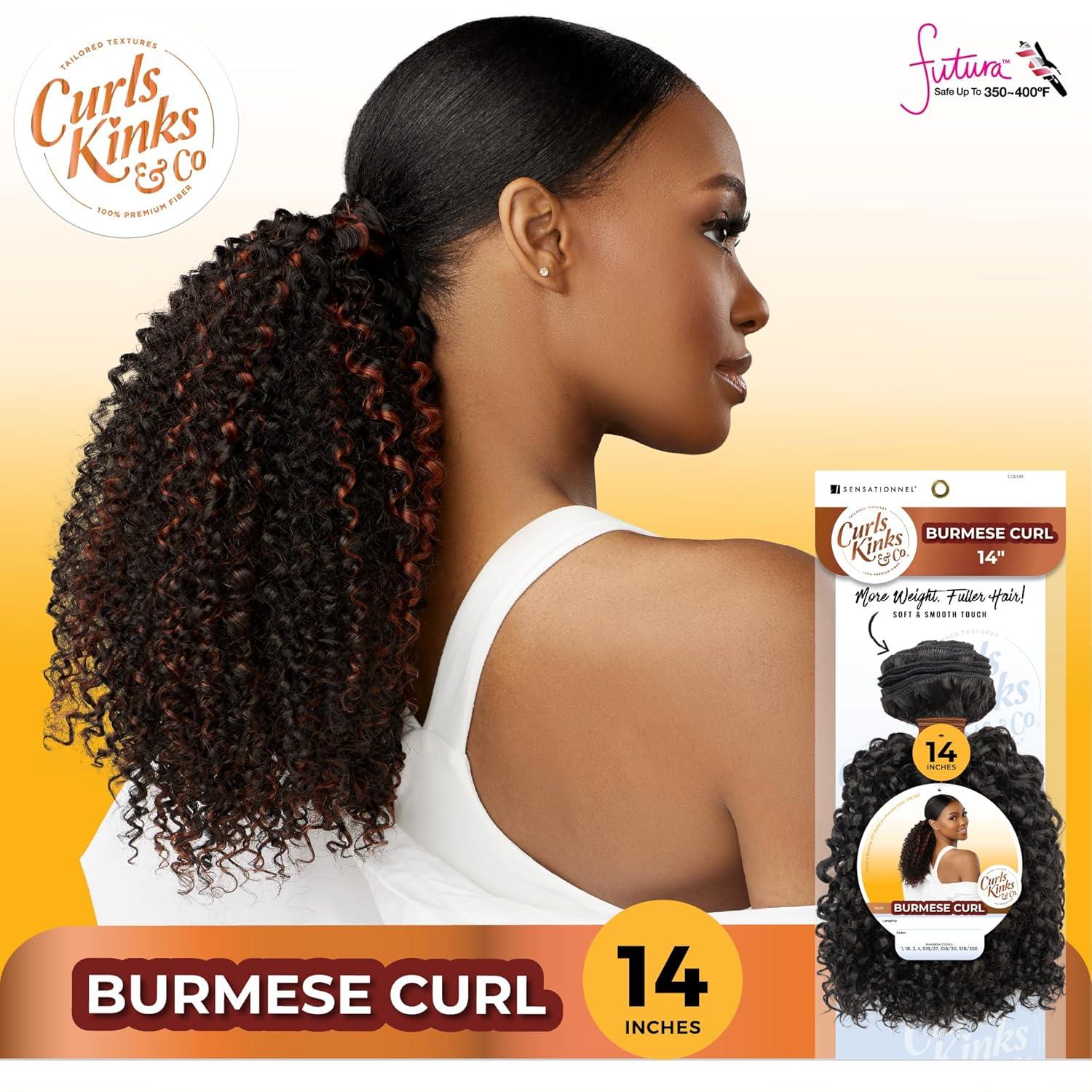 imageSensationnel Curls kinksandco synthetic bundles burmese curl quick weave hair or pony styles for natural 3c to 4c hair textures 1 pack 14 inch 1 JETBLACKS1B27