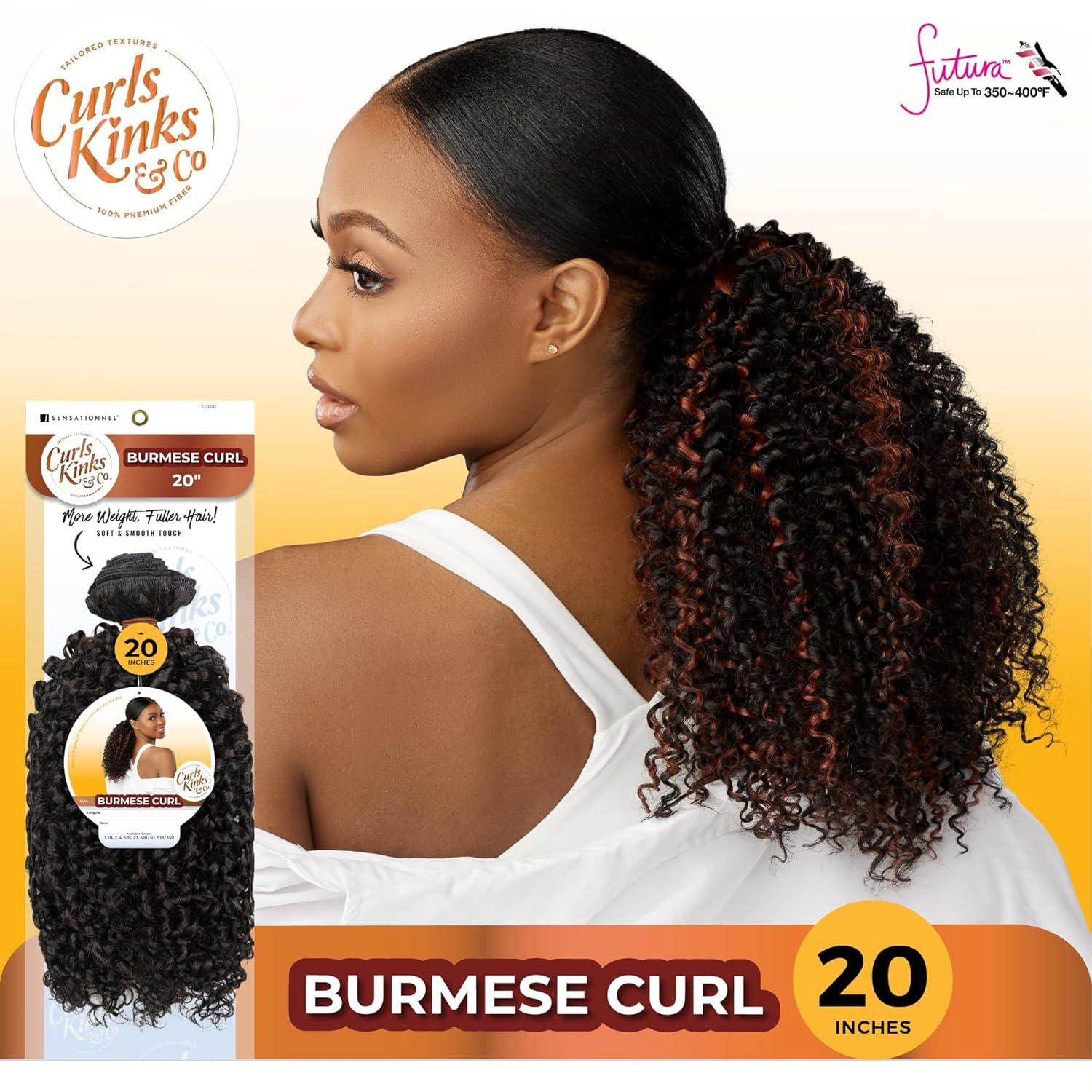 imageSensationnel Curls kinksandco synthetic bundles burmese curl quick weave hair or pony styles for natural 3c to 4c hair textures 1 pack 14 inch 1 JETBLACKS1B350
