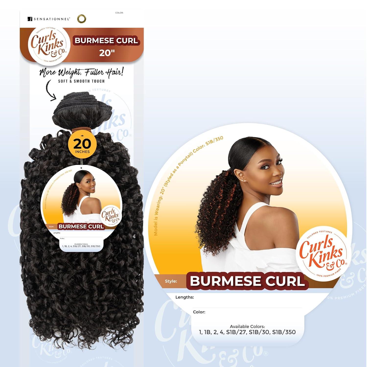 imageSensationnel Curls kinksandco synthetic bundles burmese curl quick weave hair or pony styles for natural 3c to 4c hair textures 1 pack 14 inch 1 JETBLACKS1B30