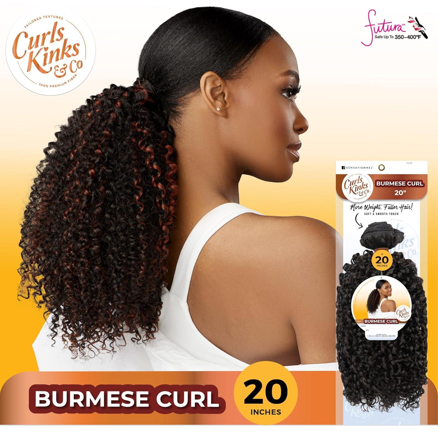 imageSensationnel Curls kinksandco synthetic bundles burmese curl quick weave hair or pony styles for natural 3c to 4c hair textures 1 pack 14 inch 1 JETBLACKS1B30