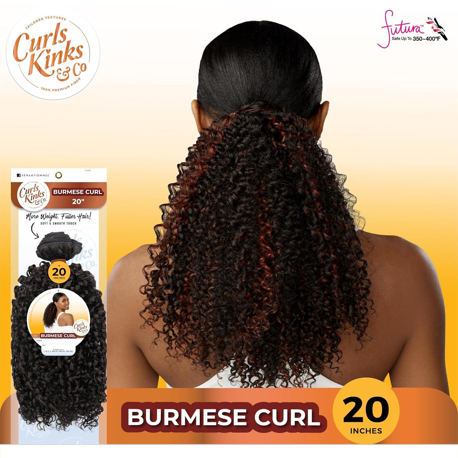 imageSensationnel Curls kinksandco synthetic bundles burmese curl quick weave hair or pony styles for natural 3c to 4c hair textures 1 pack 14 inch 1 JETBLACK2 DARKBROWN
