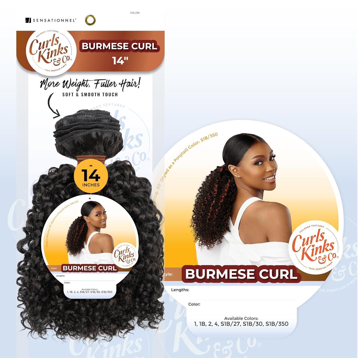 imageSensationnel Curls kinksandco synthetic bundles burmese curl quick weave hair or pony styles for natural 3c to 4c hair textures 1 pack 14 inch 1 JETBLACK1 JETBLACK